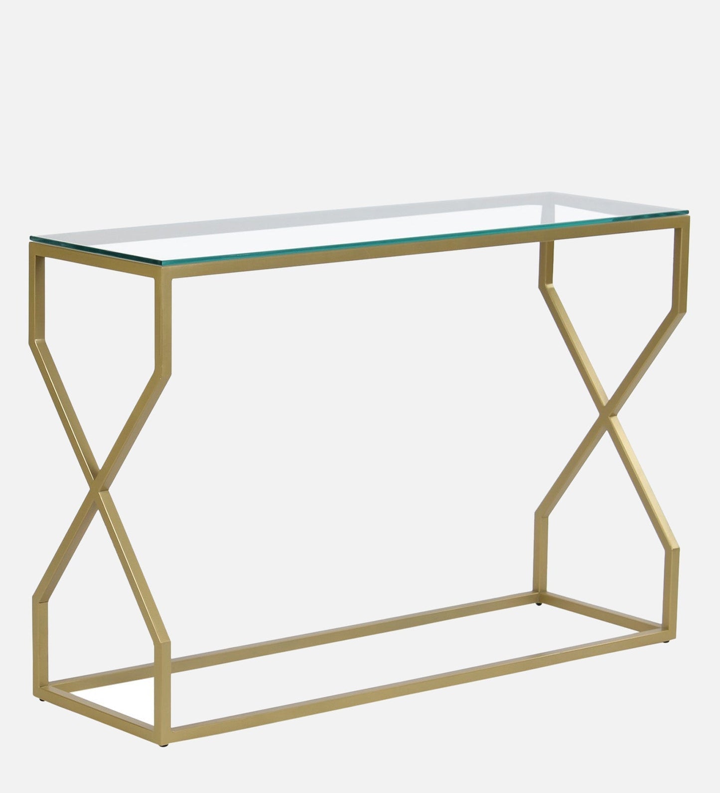 Evolve Glass Console Table In Gold Finish