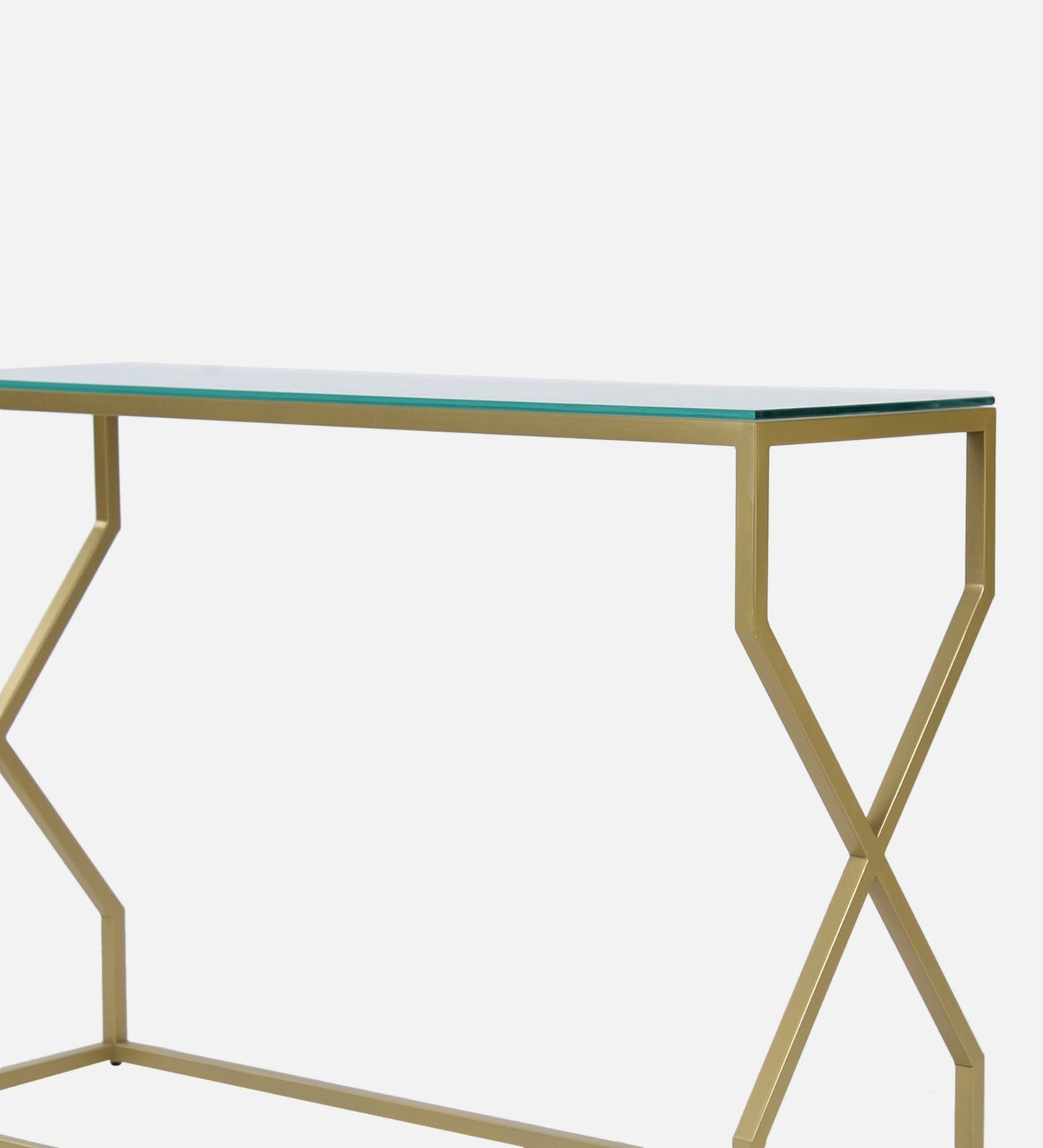 Evolve Glass Console Table In Gold Finish