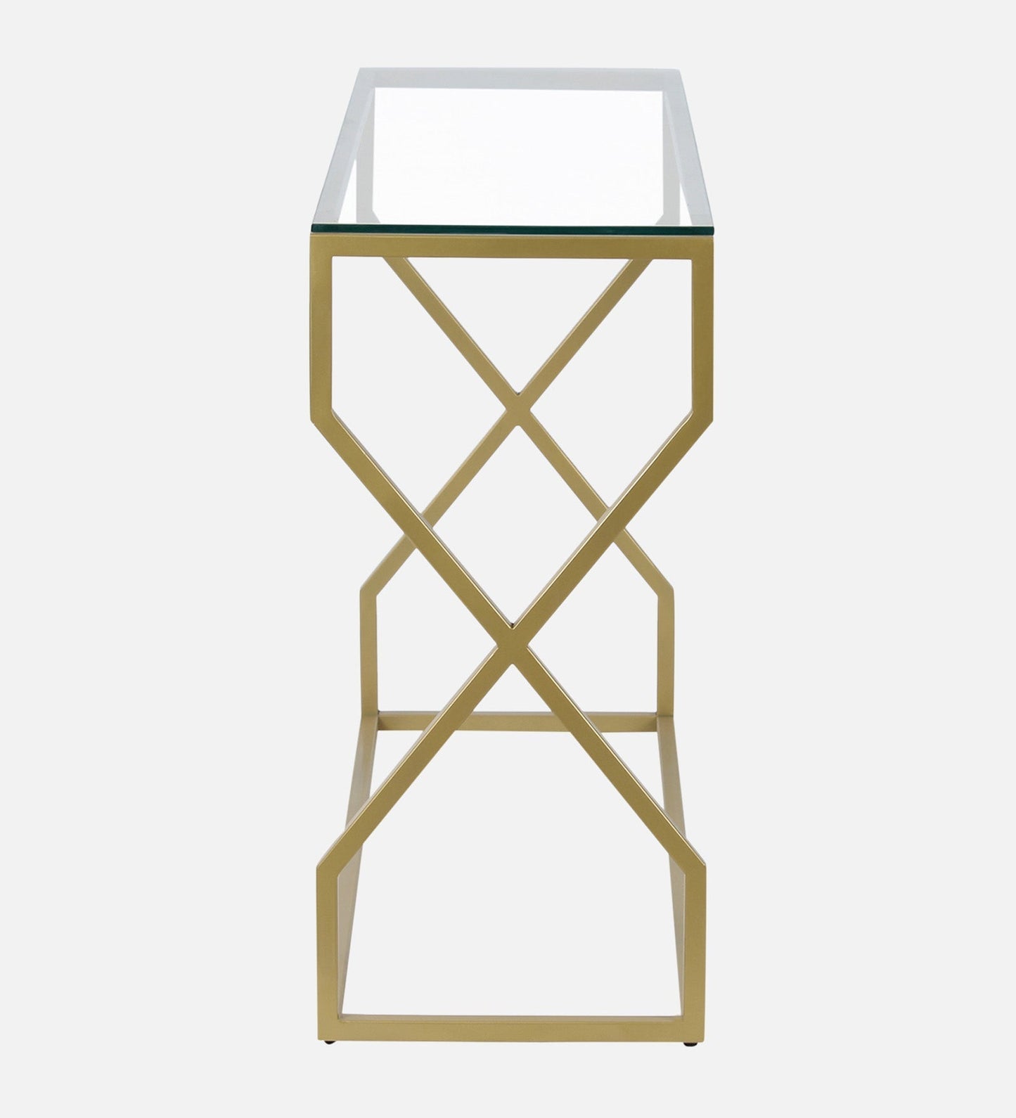 Evolve Glass Console Table In Gold Finish