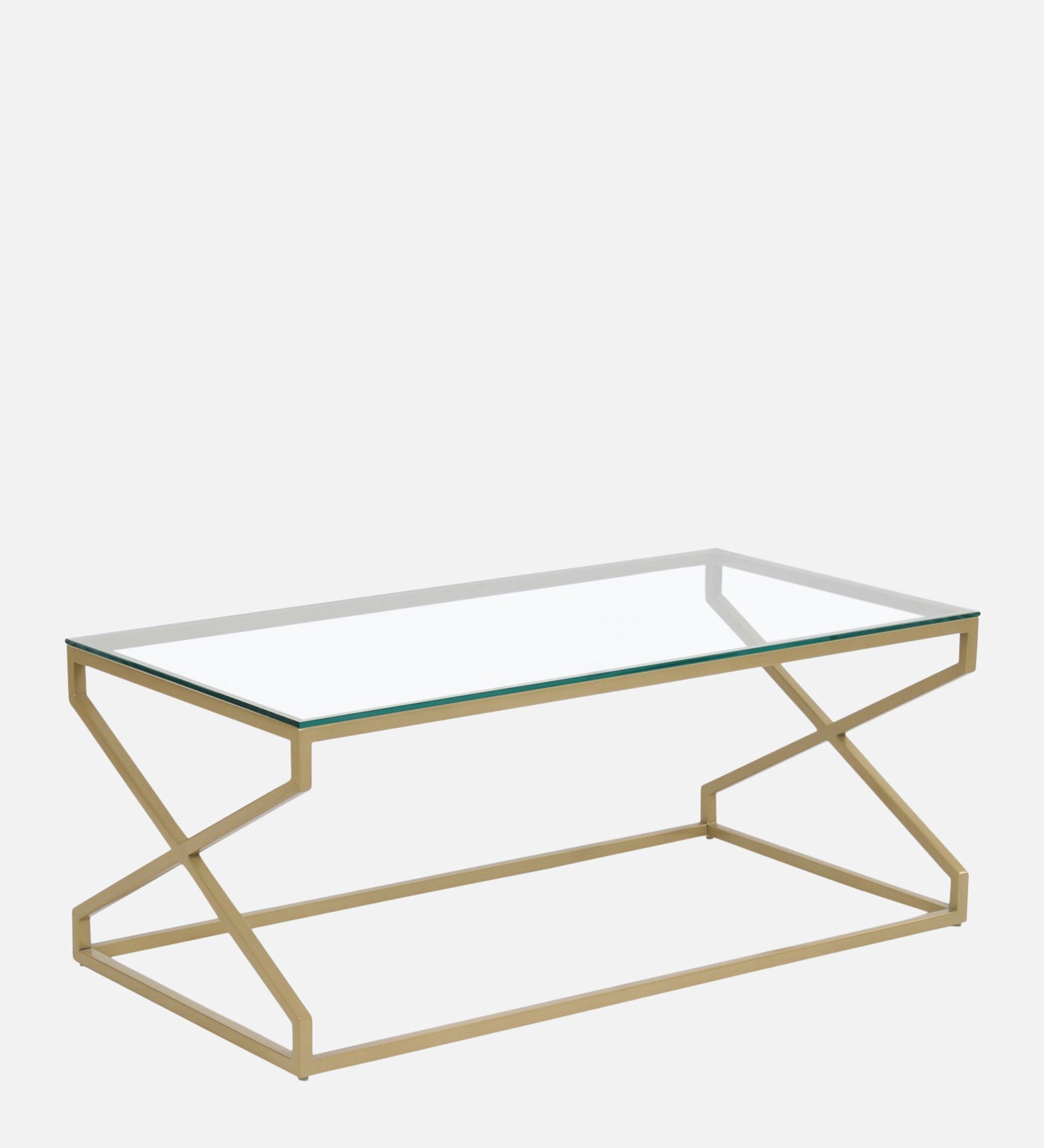 SteamySurface Glass Coffee Table In Gold Finish