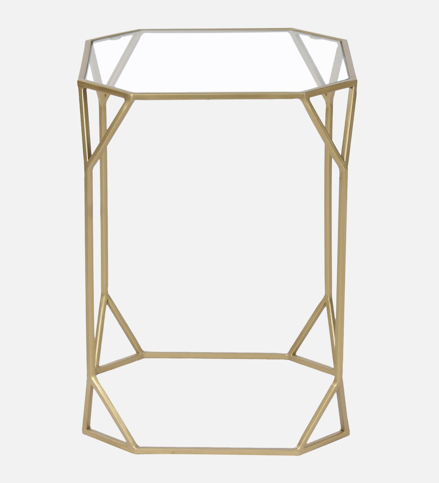 Meadow Glass Side Table In Gold Finish