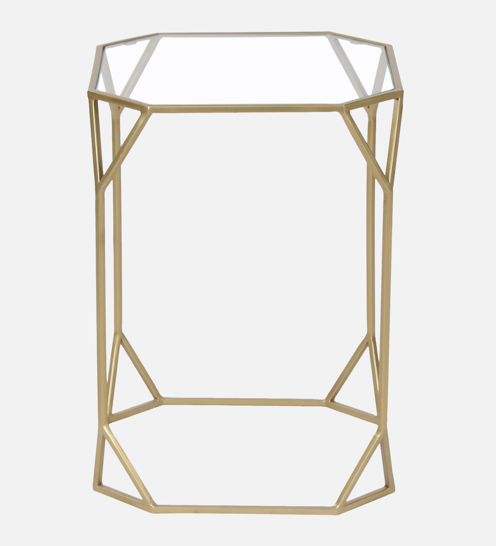 Meadow Glass Side Table In Gold Finish