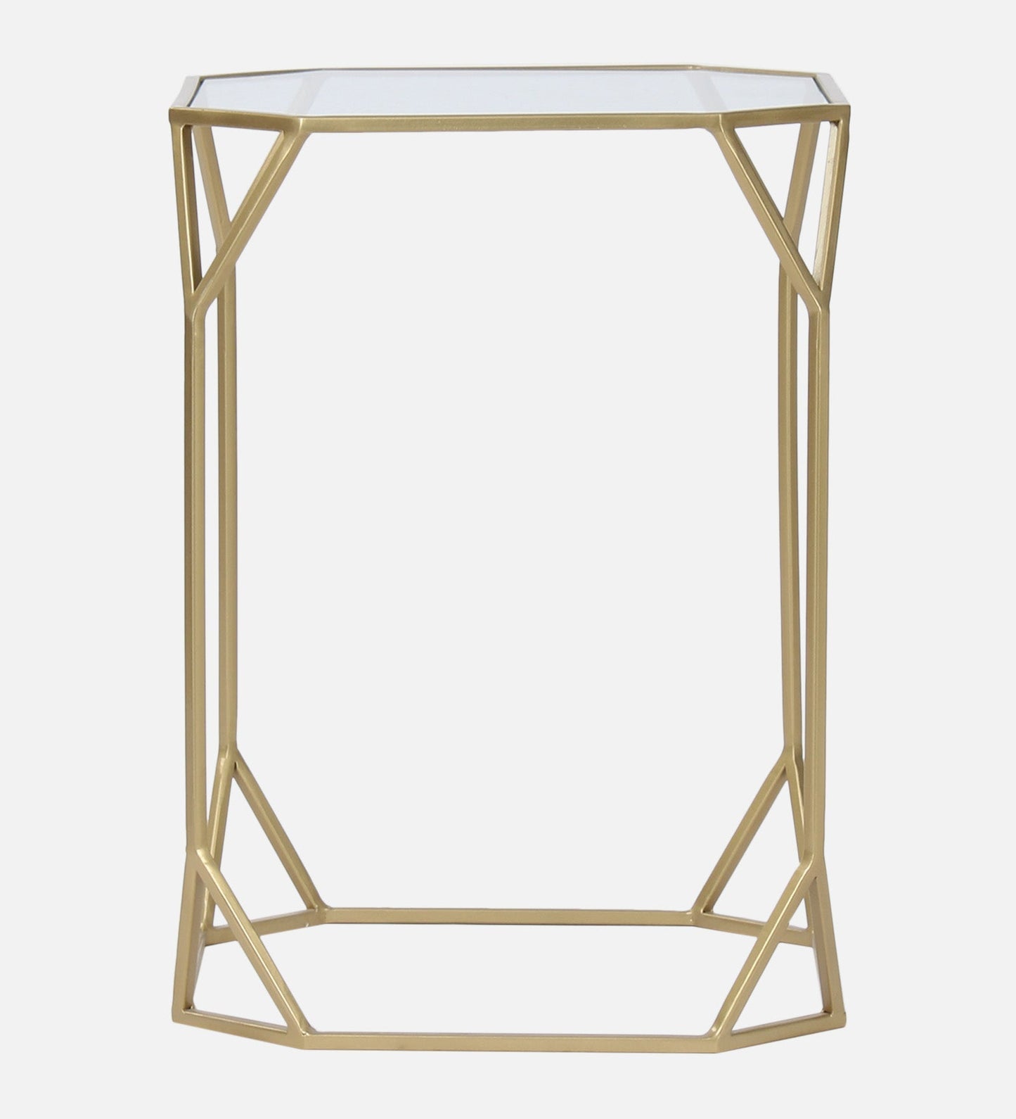 Meadow Glass Side Table In Gold Finish