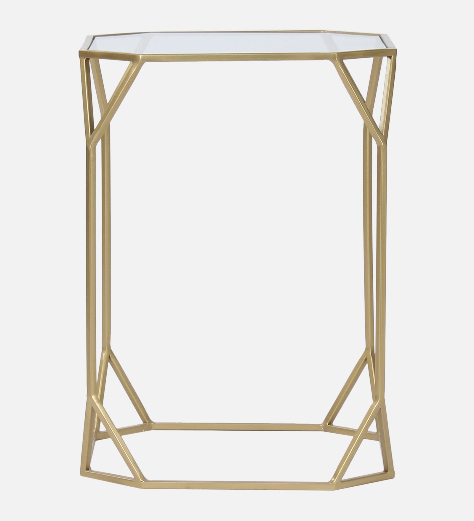 Meadow Glass Side Table In Gold Finish