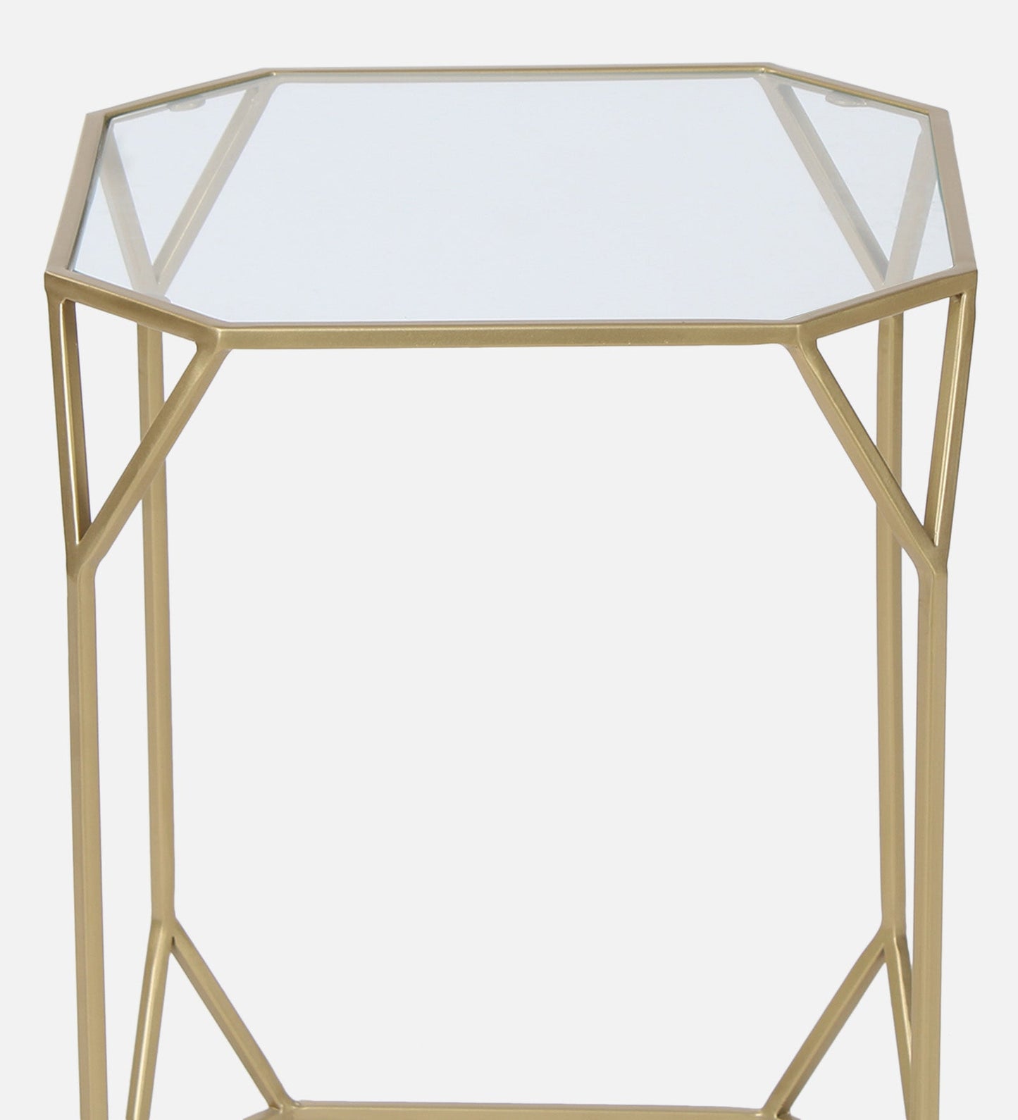 Meadow Glass Side Table In Gold Finish