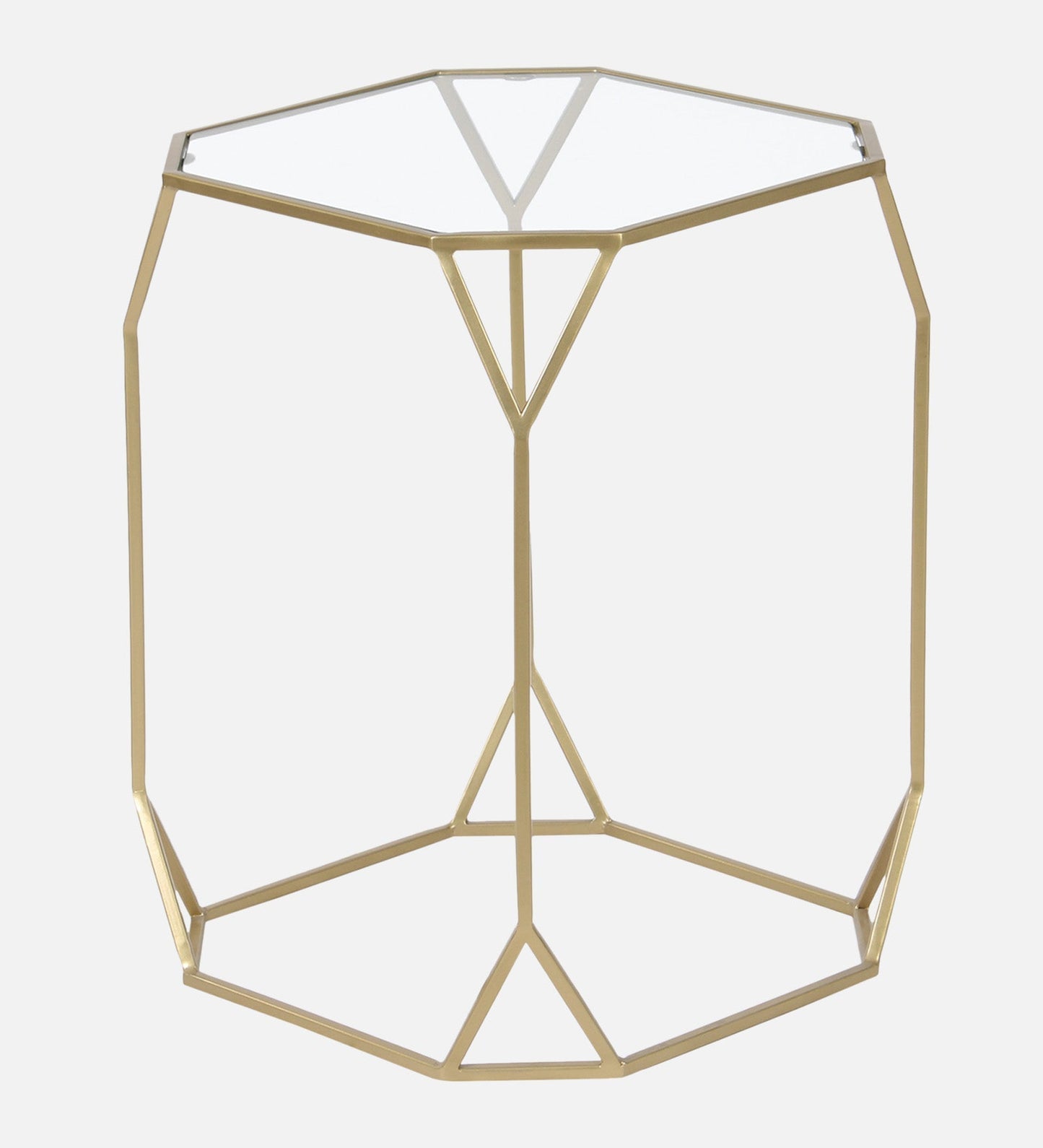 Meadow Glass Side Table In Gold Finish