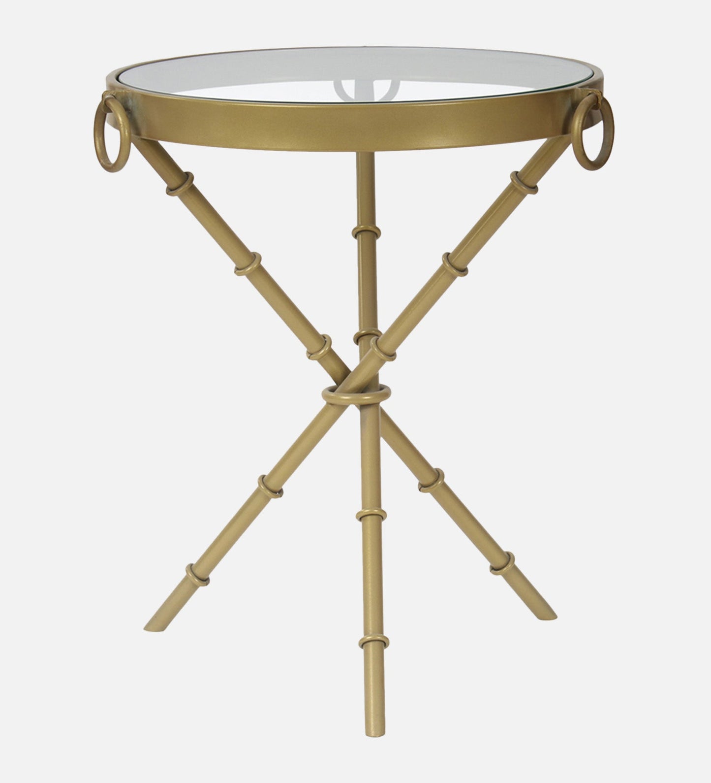 Solace Glass Side Table In Gold Finish