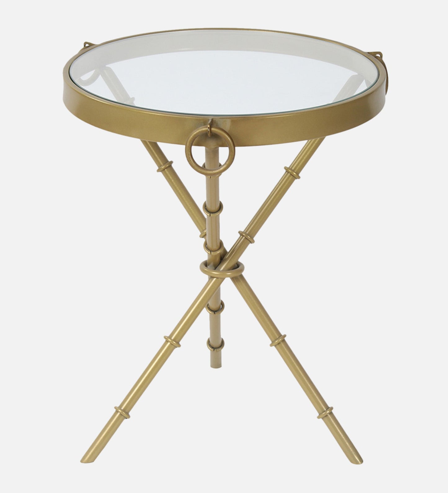 Solace Glass Side Table In Gold Finish