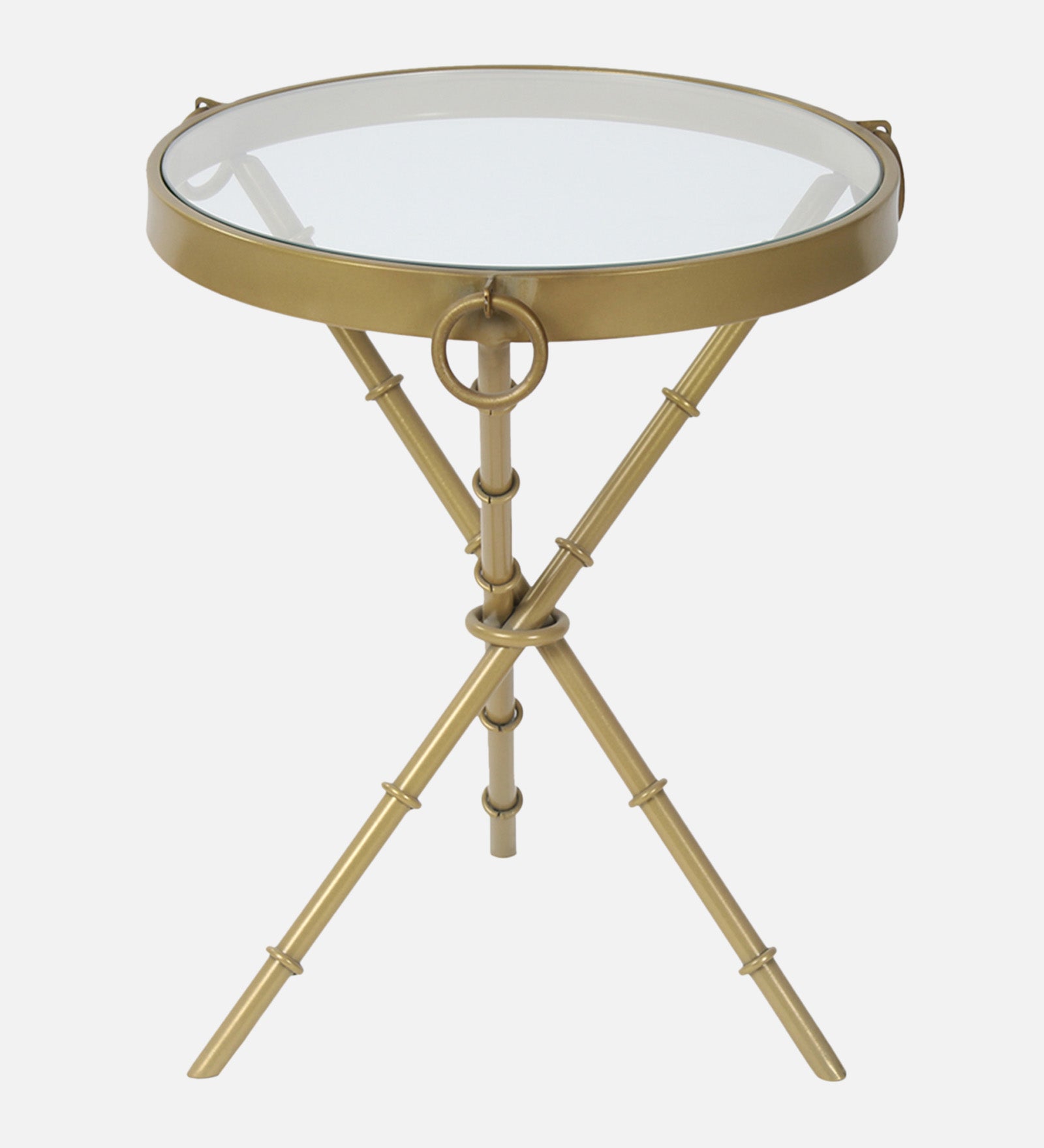 Solace Glass Side Table In Gold Finish