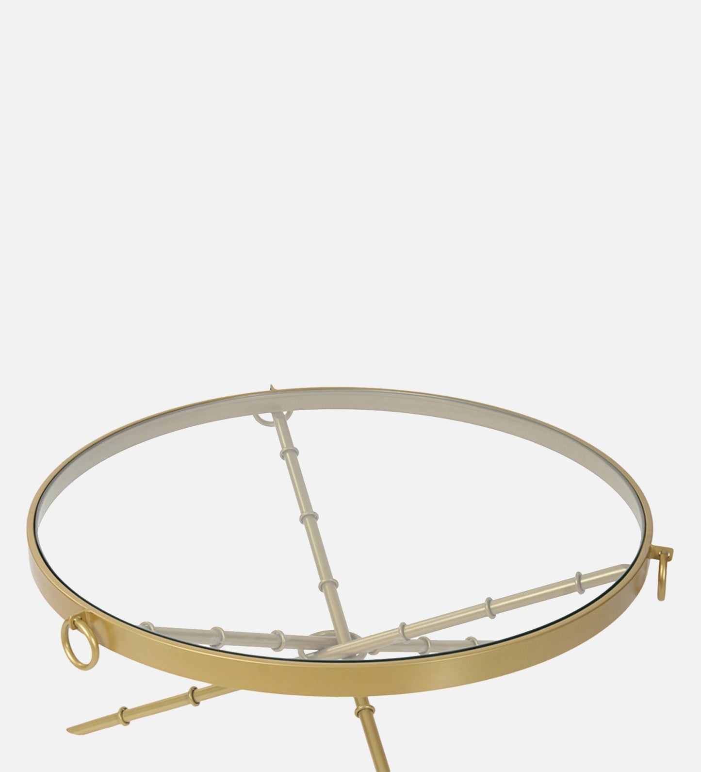 MochaMingle Glass Coffee Table In Gold Finish