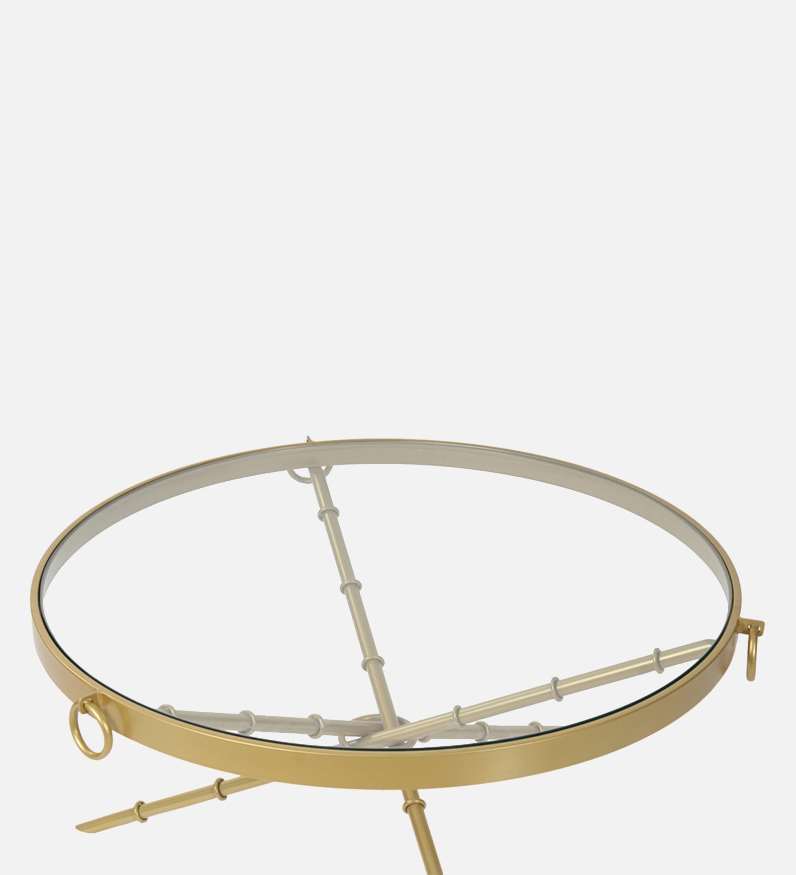 MochaMingle Glass Coffee Table In Gold Finish