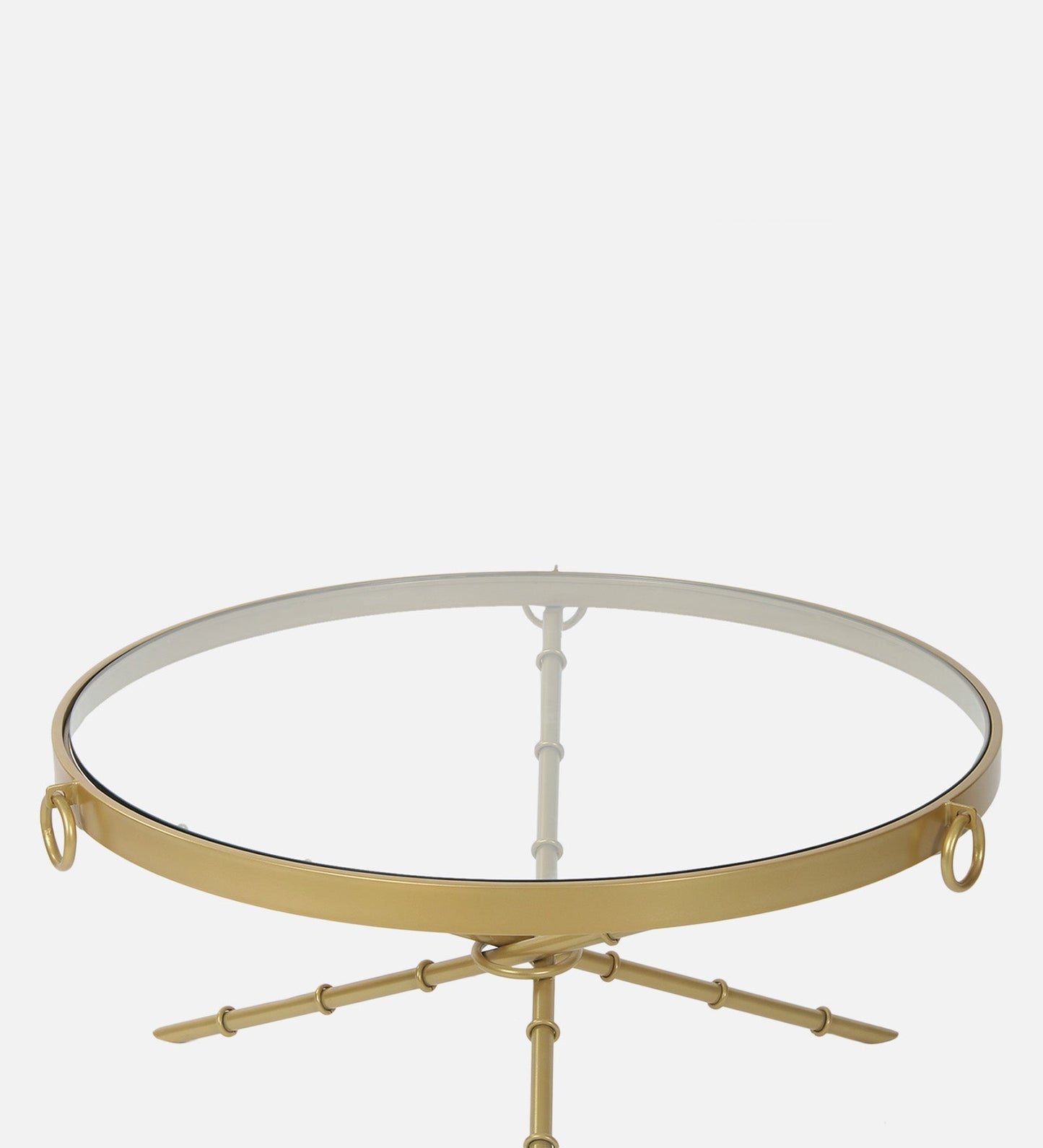 MochaMingle Glass Coffee Table In Gold Finish