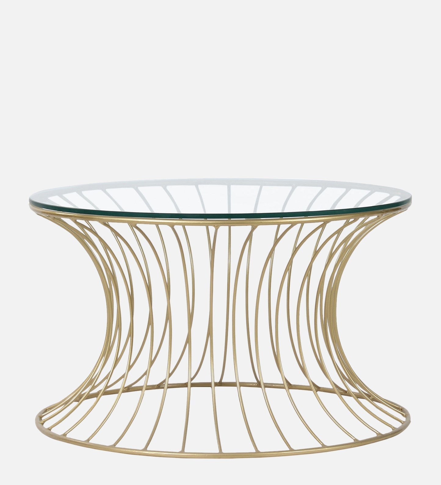 GrindGathering Glass Coffee Table In Gold Finish