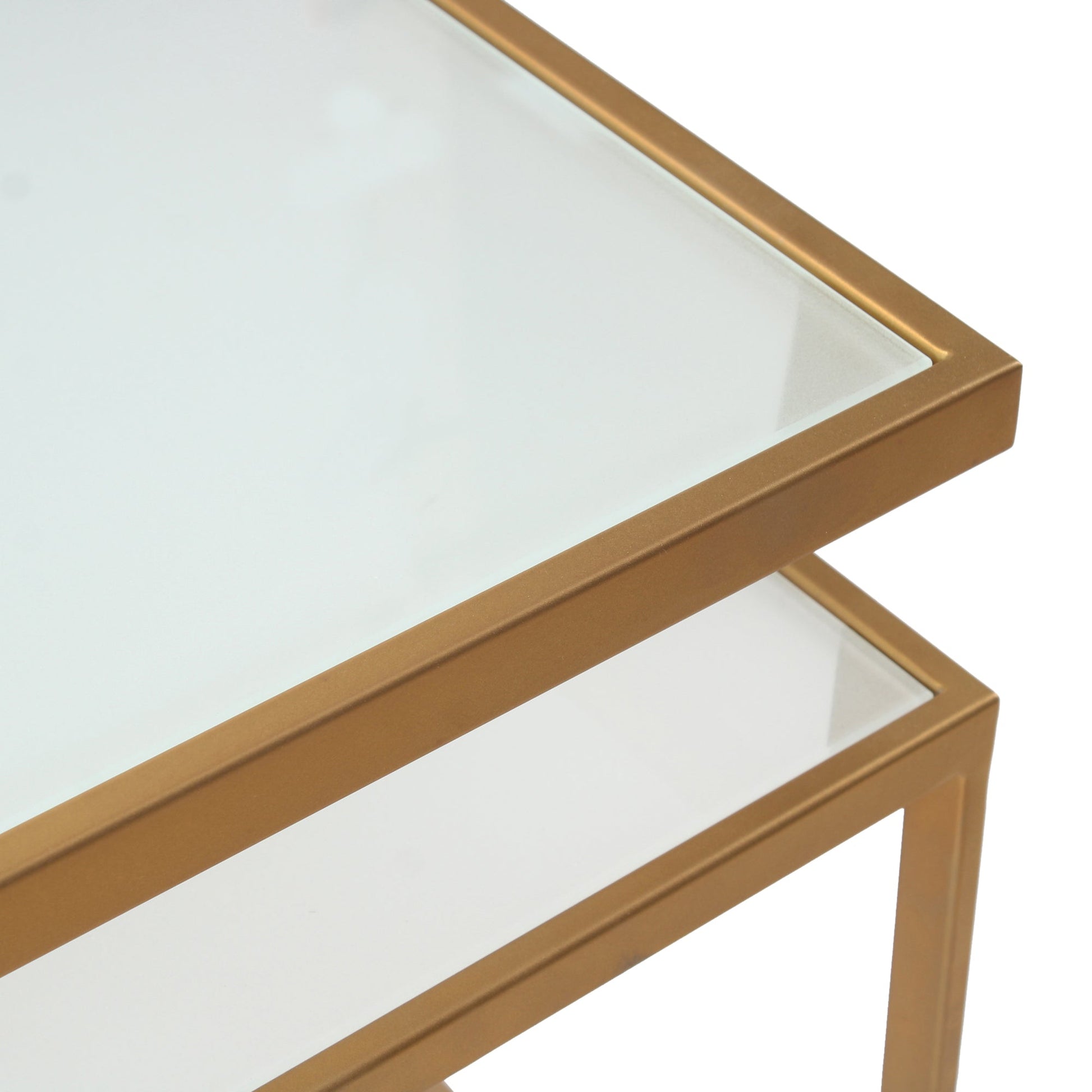 LatteLedge Frosted Glass Nesting Coffee Table in Dark Gold Finish(Set Of 5)