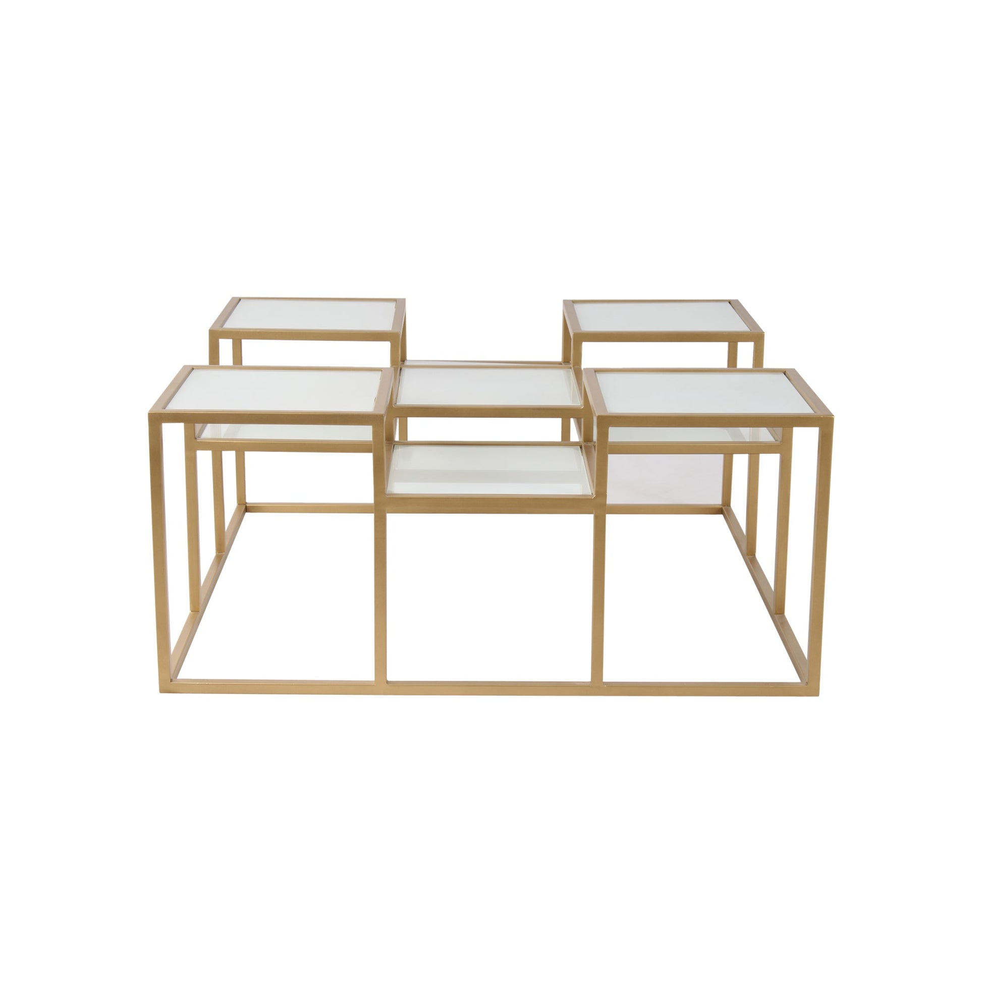 LatteLedge Frosted Glass Bunching Coffee Table in Dark Gold Finish