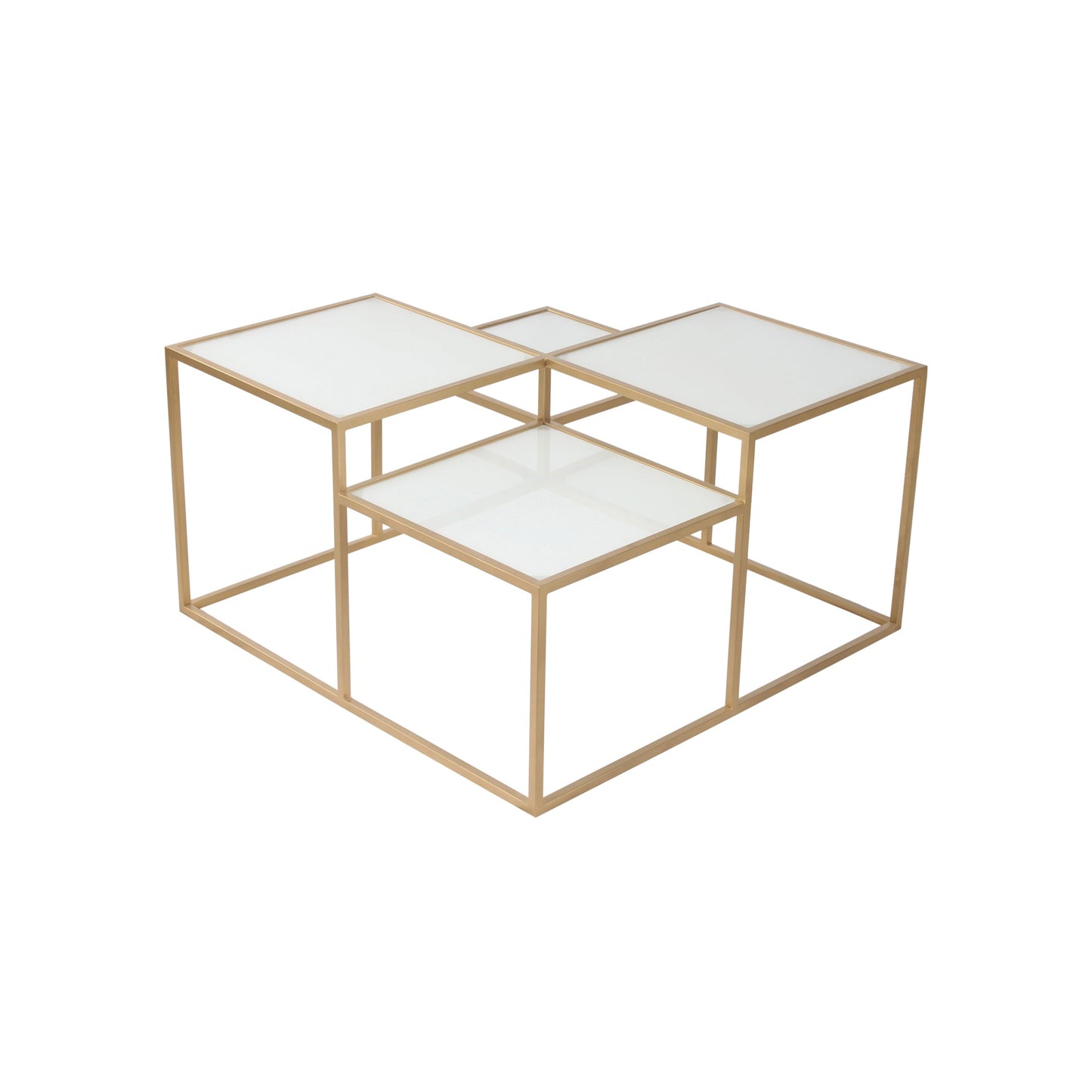 LatteLedge Frosted Glass Bunching Coffee Table in Dark Gold Finish