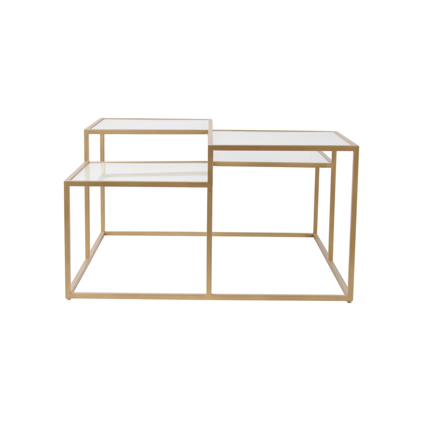 LatteLedge Frosted Glass Bunching Coffee Table in Dark Gold Finish