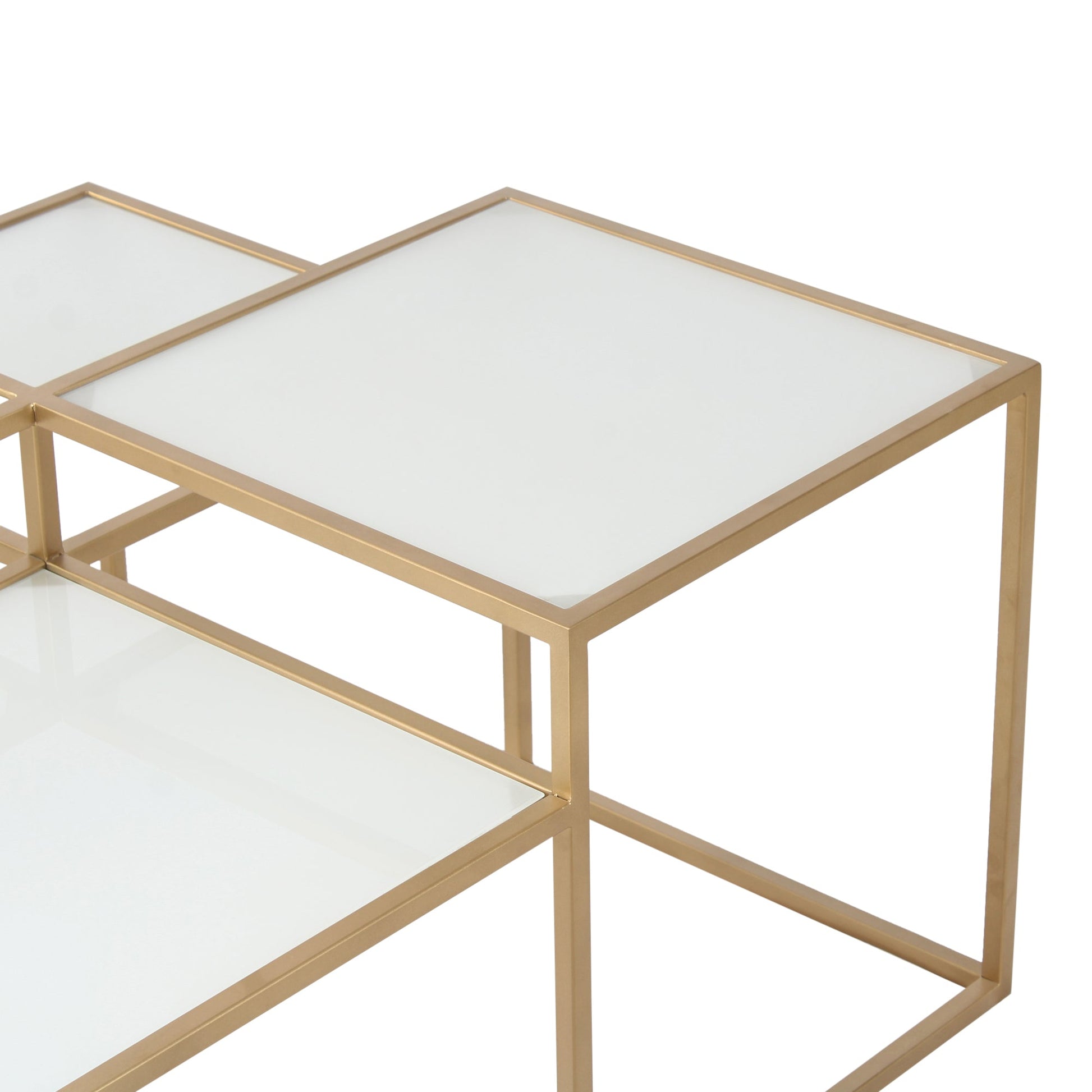 LatteLedge Frosted Glass Bunching Coffee Table in Dark Gold Finish