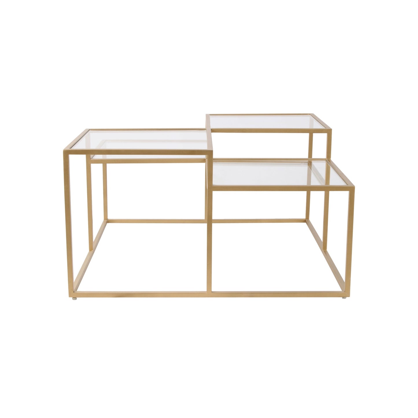 LatteLedge Clear Glass Bunching Coffee Table in Dark Gold Finish