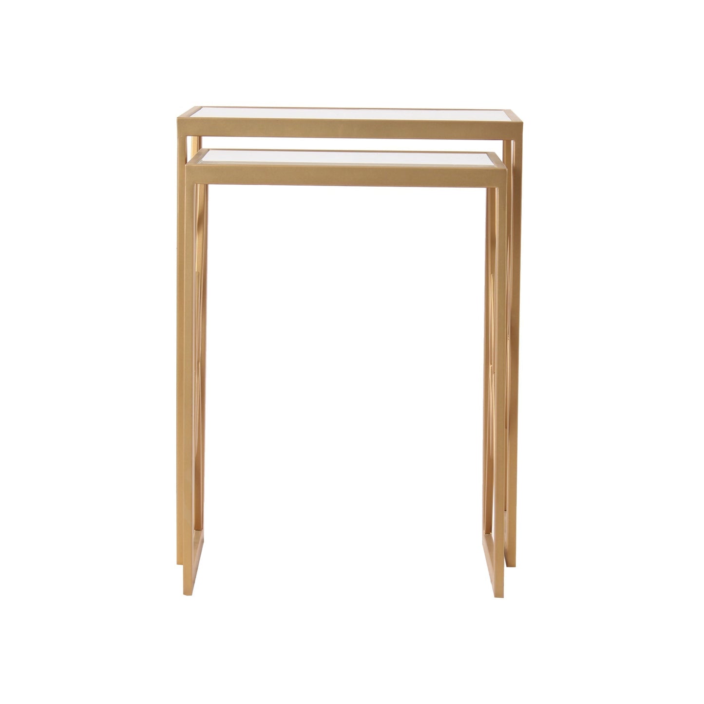 Nimbus Frosted Glass Nesting Side Table in Dark Gold Finish