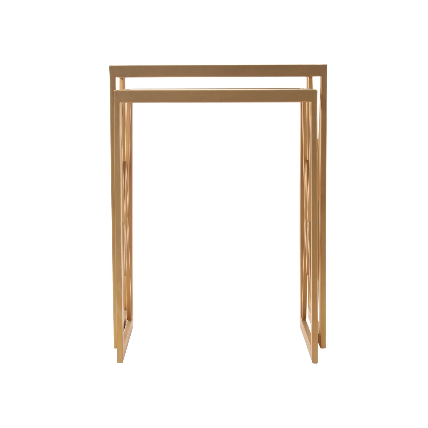 Nimbus Clear Glass Nesting Side Table in Dark Gold Finish