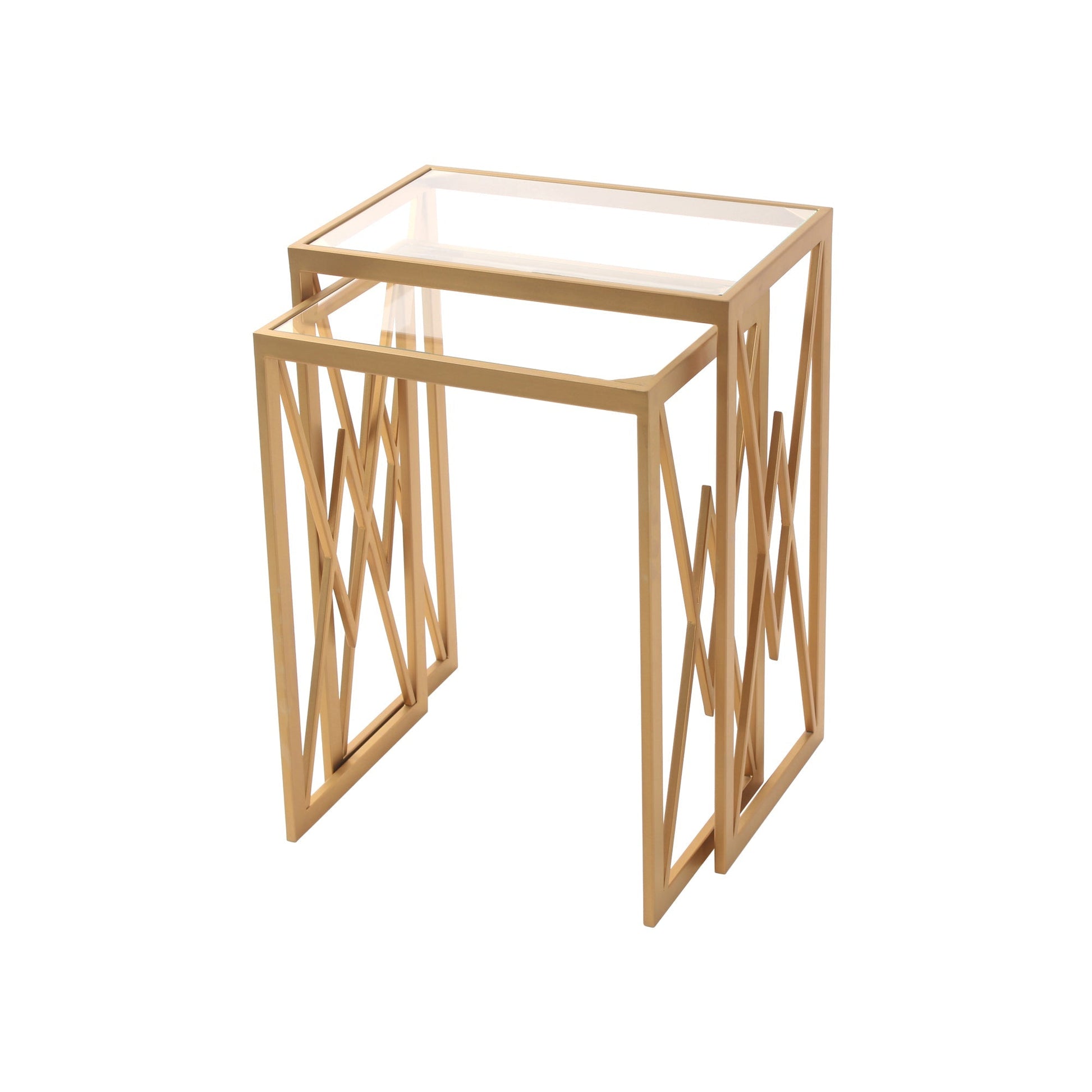 Nimbus Clear Glass Nesting Side Table in Dark Gold Finish