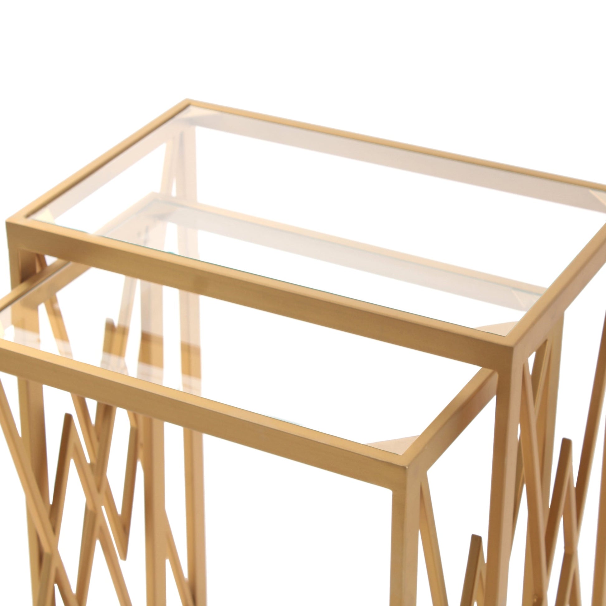 Nimbus Clear Glass Nesting Side Table in Dark Gold Finish