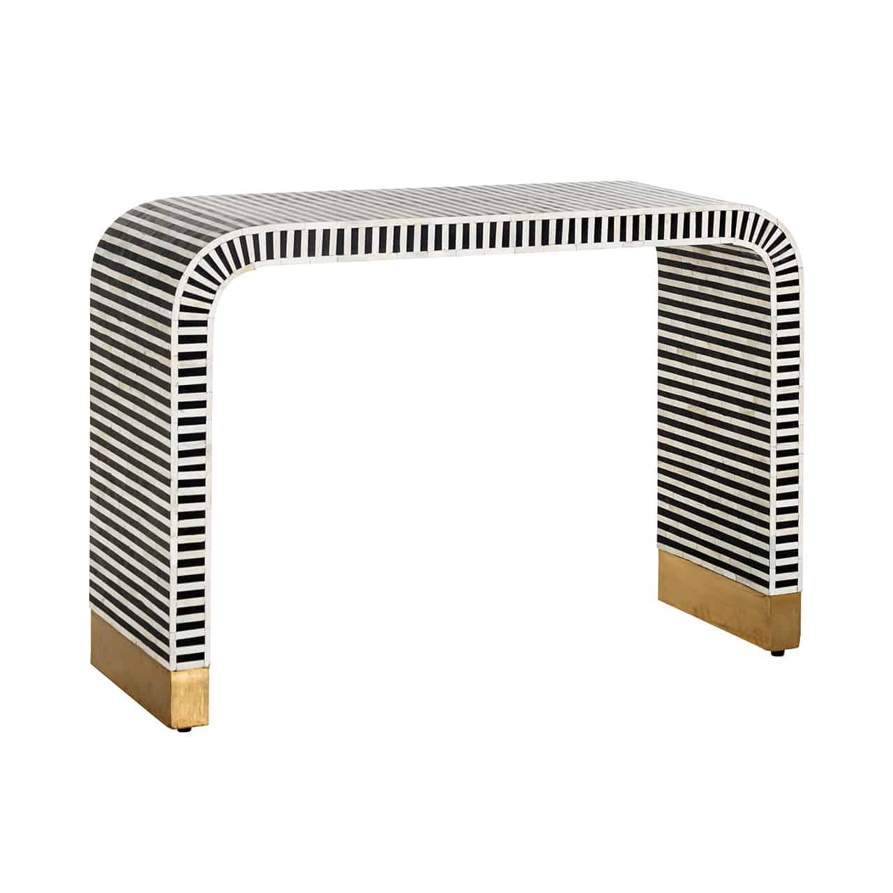 Axis Bone Inlay Console table with Brass Cladding feet