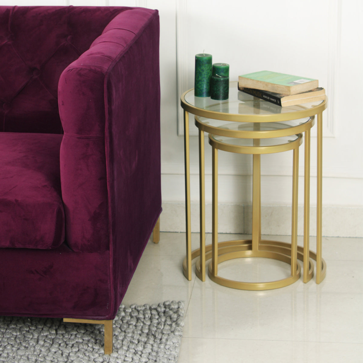 Radiate Nesting Glass Side Table Set of 3