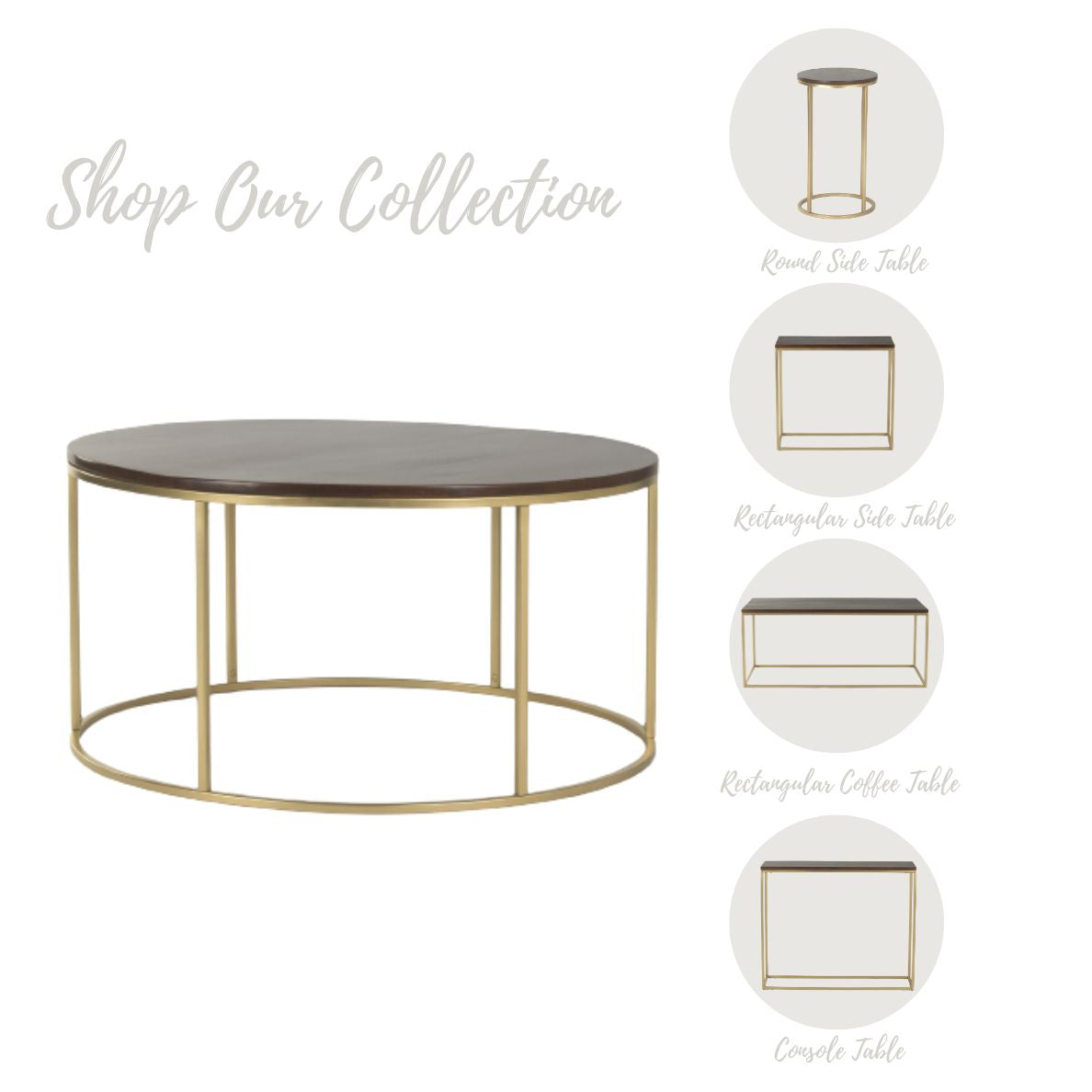 JavaJunction Wooden Coffee Table In Gold Finish