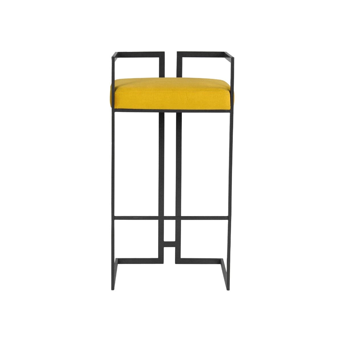 Gleam Yellow Velvet Fabric Metal Bar Chair In Gold Finish