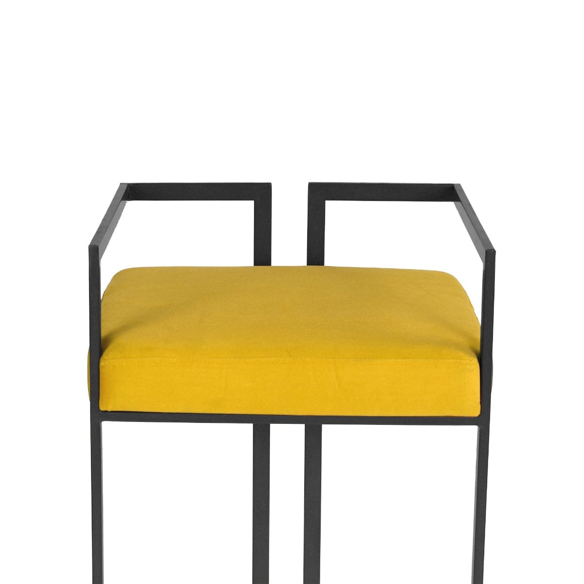 Gleam Yellow Velvet Fabric Metal Bar Chair In Gold Finish