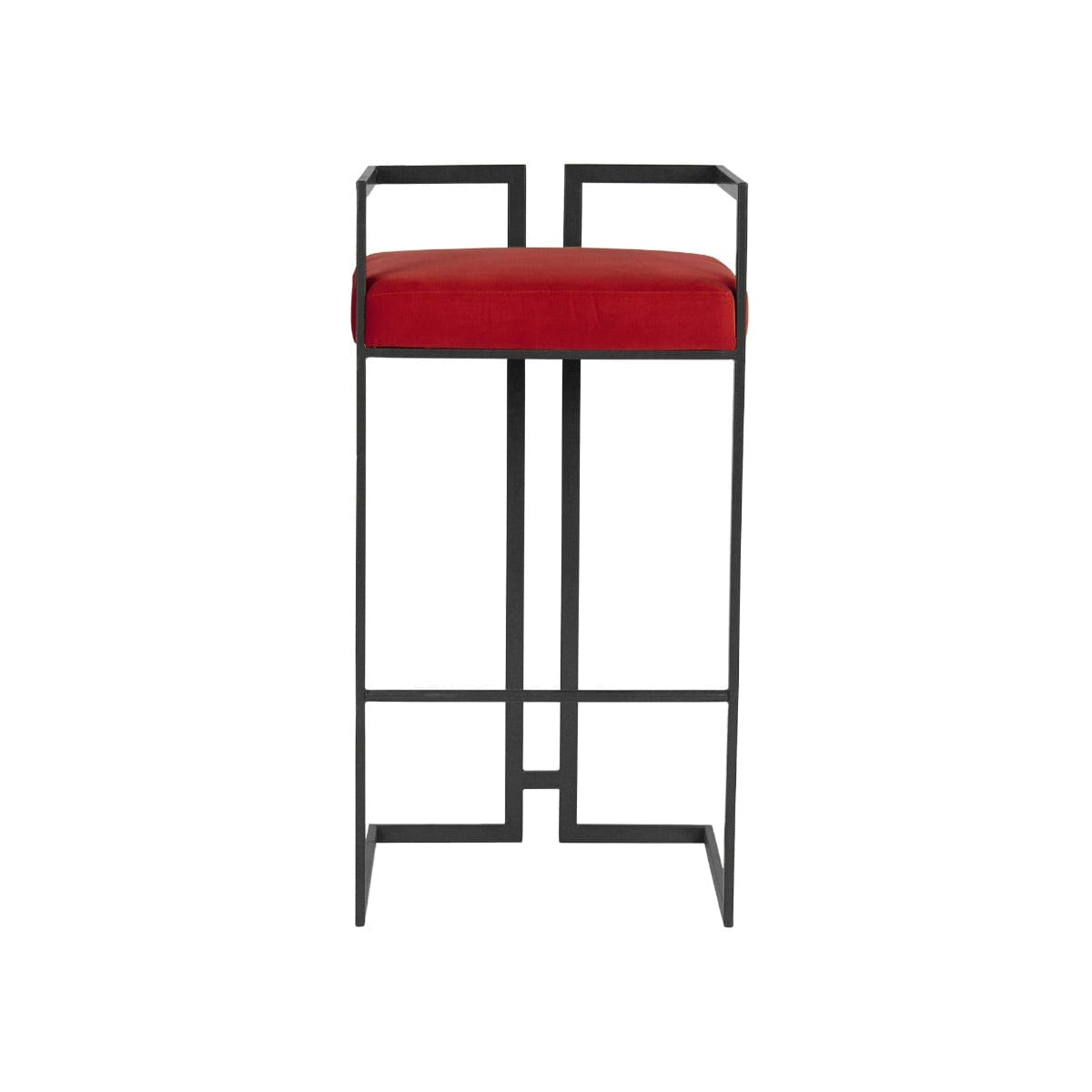 Gleam Red Velvet Fabric Metal Bar Chair In Gold Finish