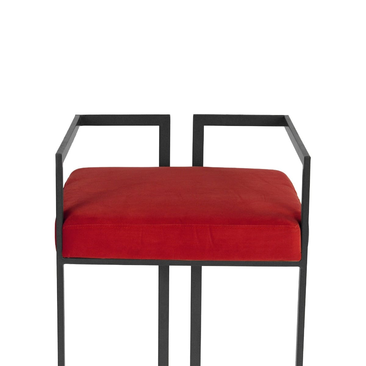 Gleam Red Velvet Fabric Metal Bar Chair In Gold Finish