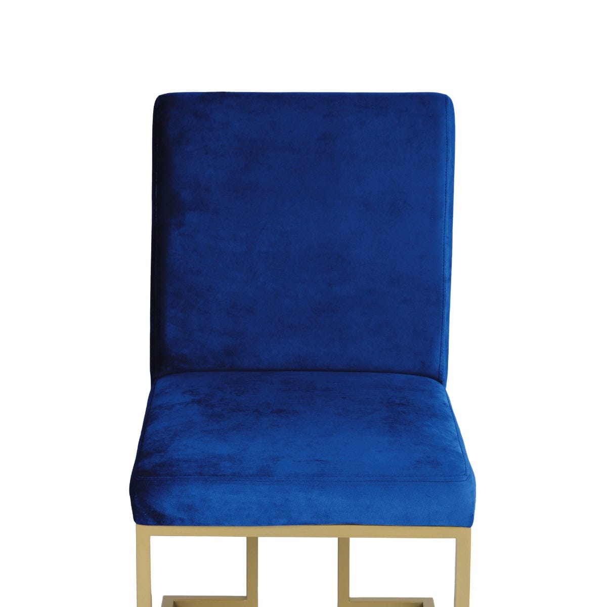 Aura Blue Velvet Fabric Dining Metal Chair In Gold Finish