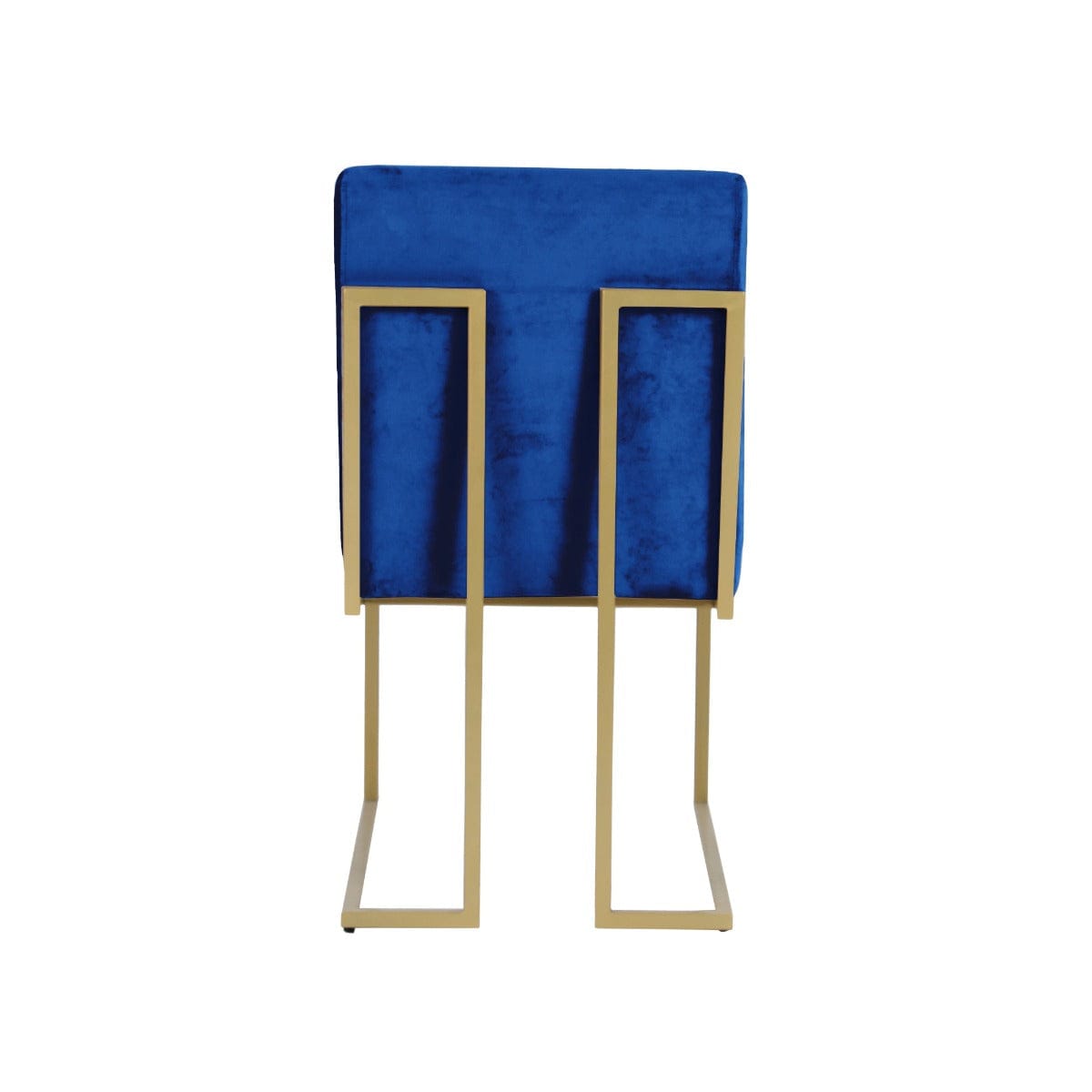 Aura Blue Velvet Fabric Dining Metal Chair In Gold Finish