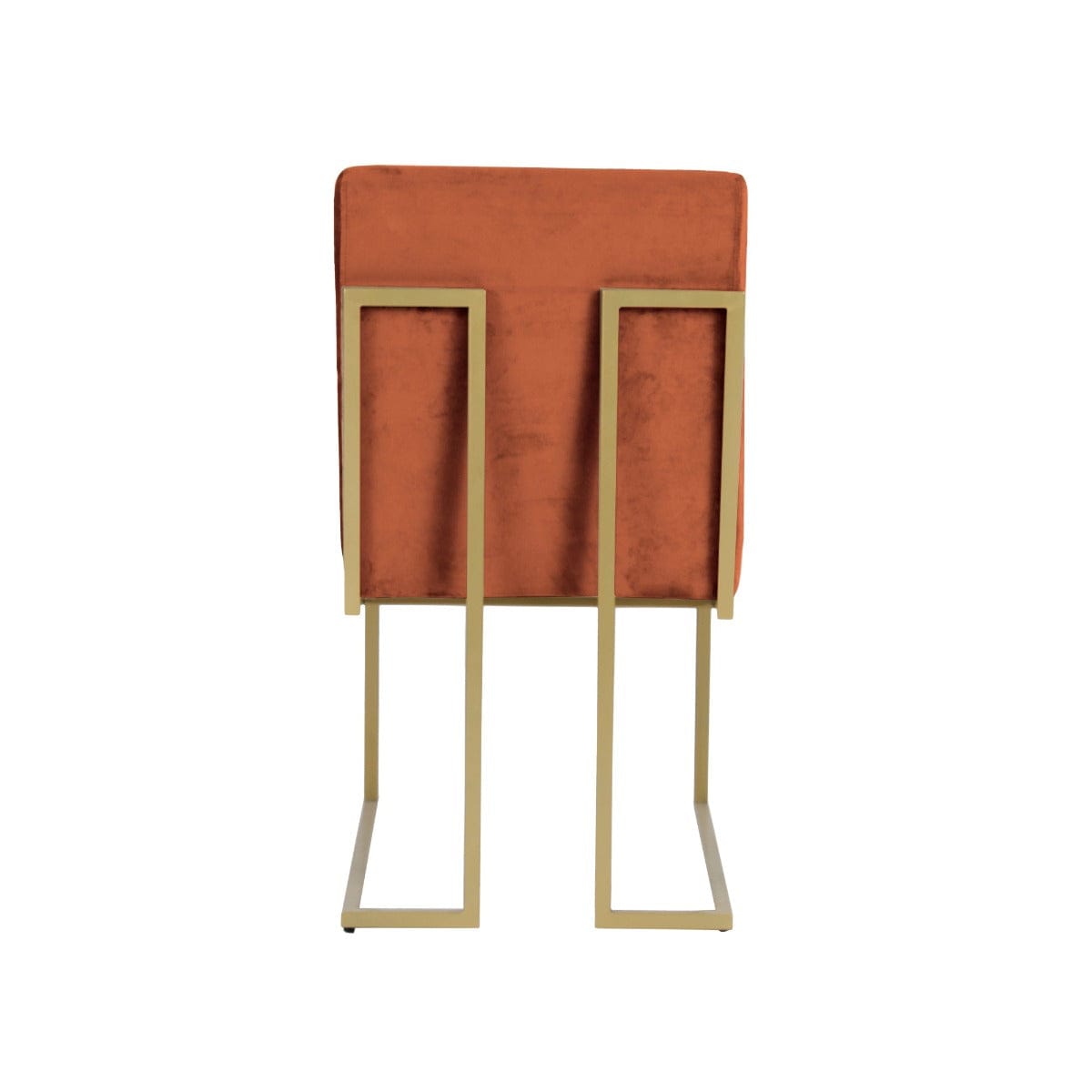 Aura Rust Velvet Fabric Dining Metal Chair In Gold Finish