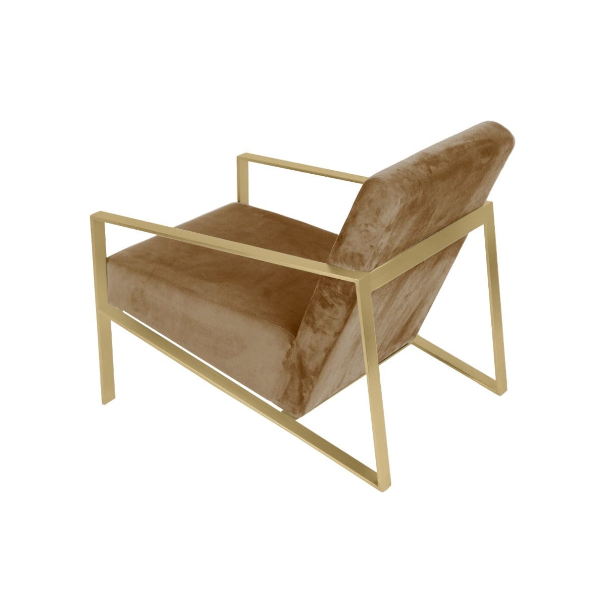 Mystique Medley Beige Velvet Fabric Lounge Chair In Gold Finish