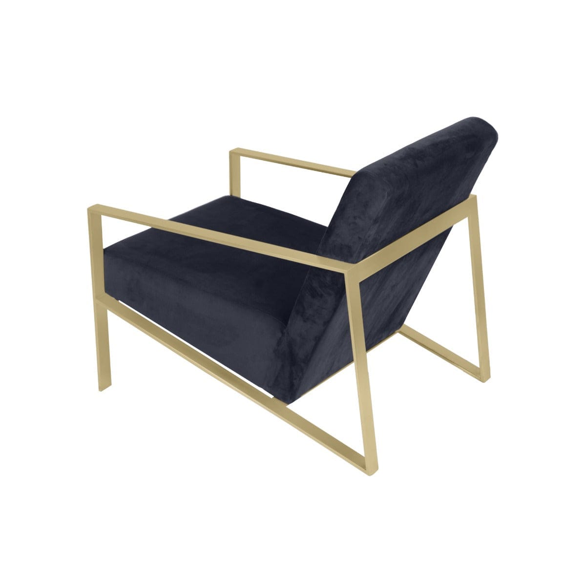 Mystique Medley Dark Grey Velvet Fabric Lounge Chair In Gold Finish