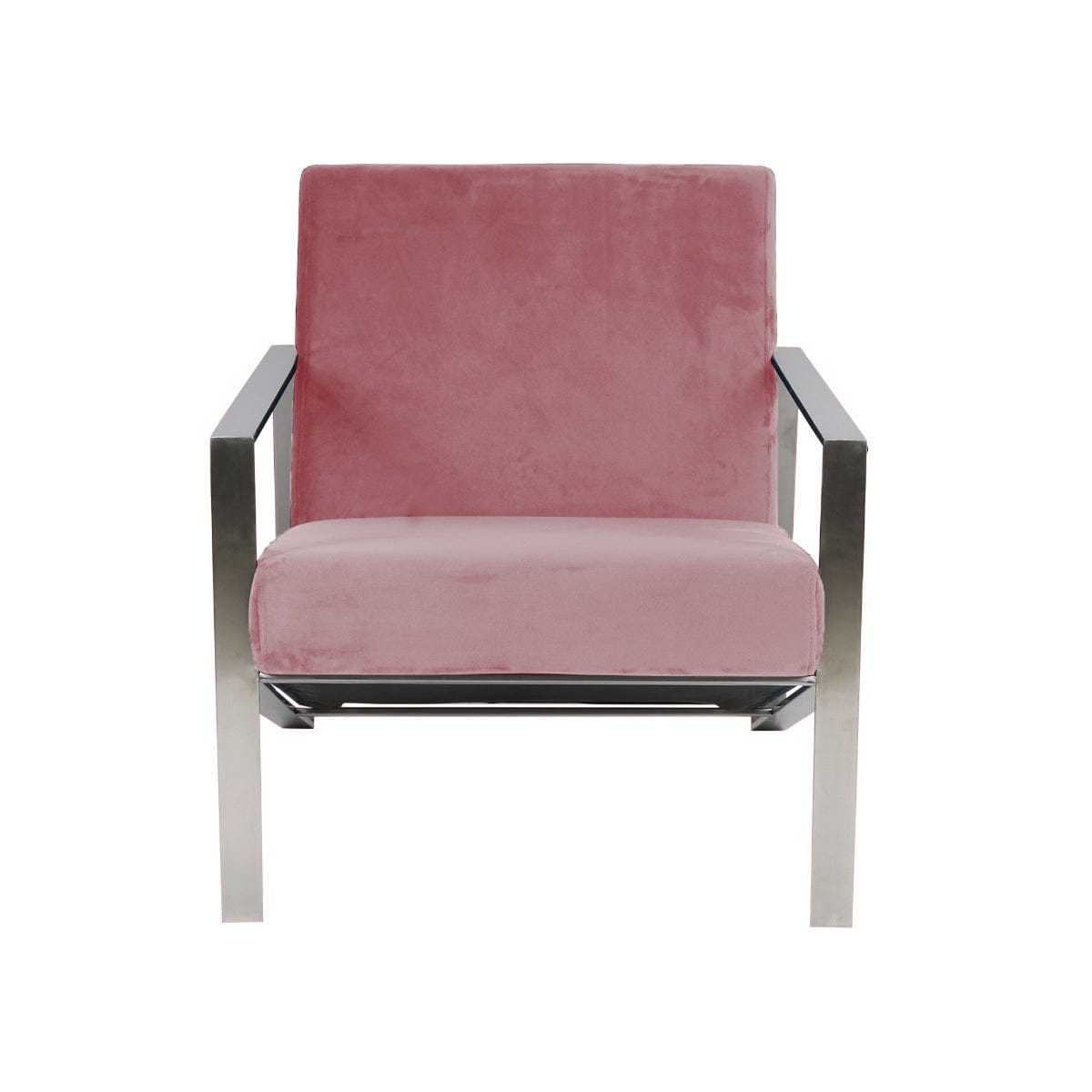 Mystique Medley Pink Velvet Fabric Lounge Chair In Gold Finish