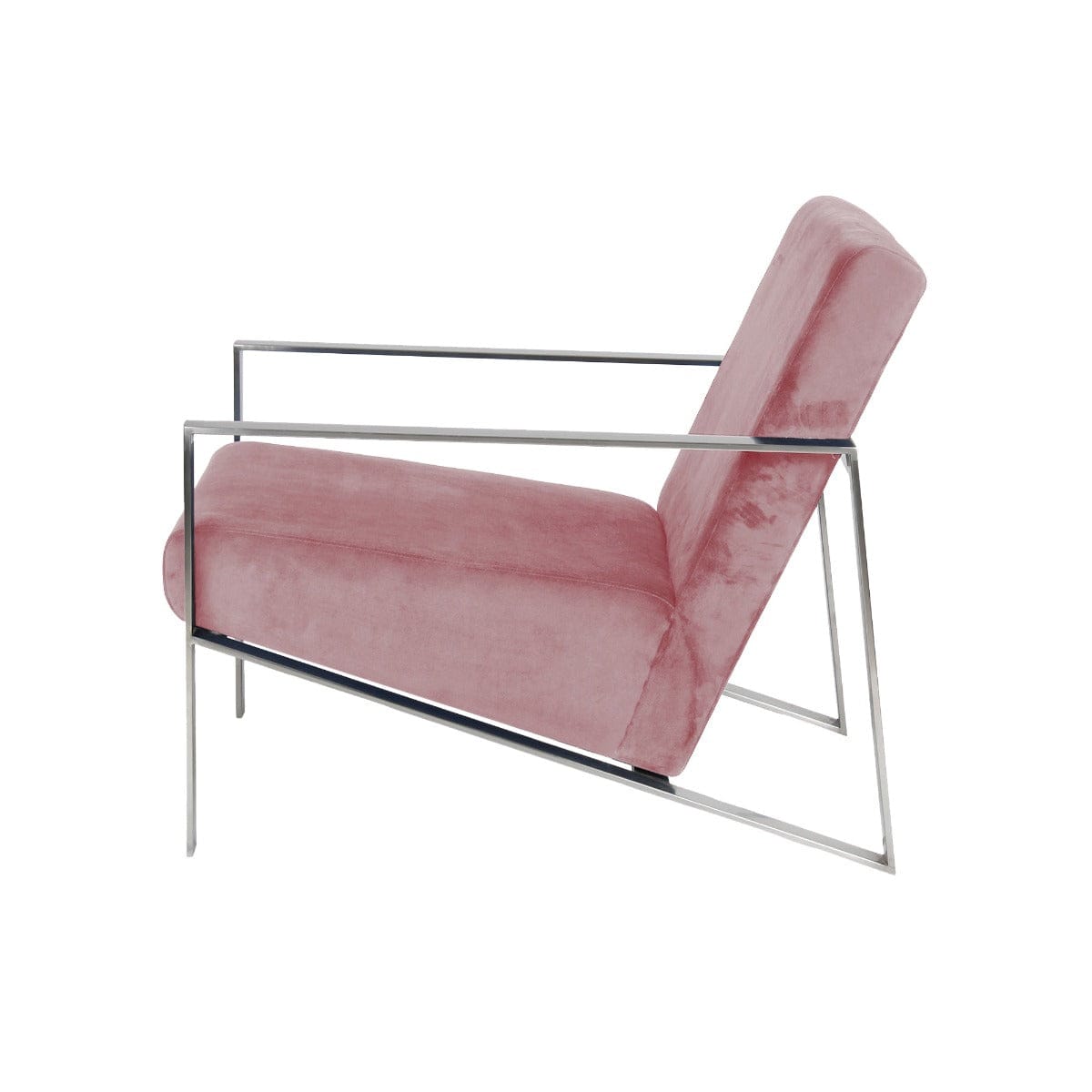 Mystique Medley Pink Velvet Fabric Lounge Chair In Gold Finish