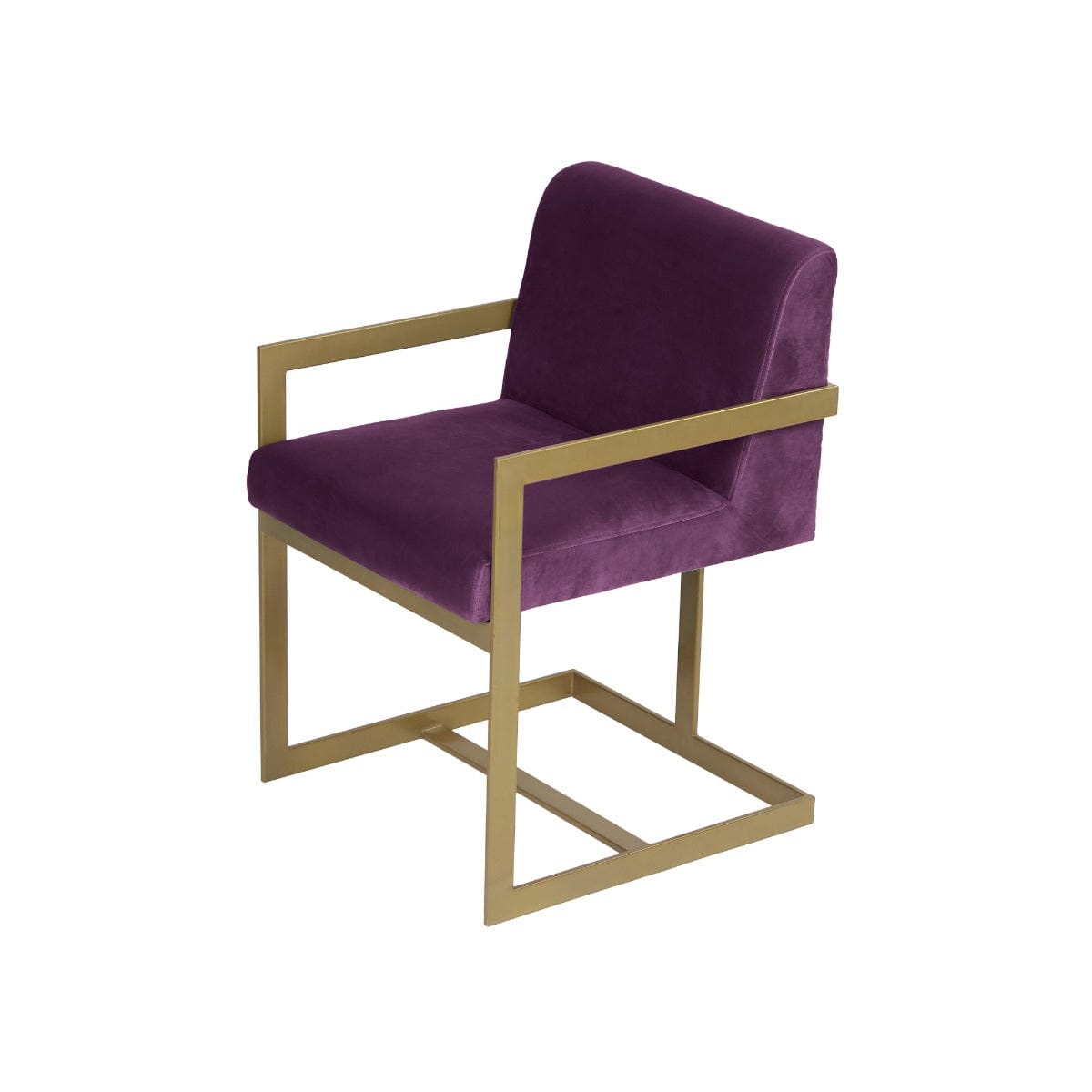 Verve Purple Velvet Fabric Dining Metal Chair In Gold Finish