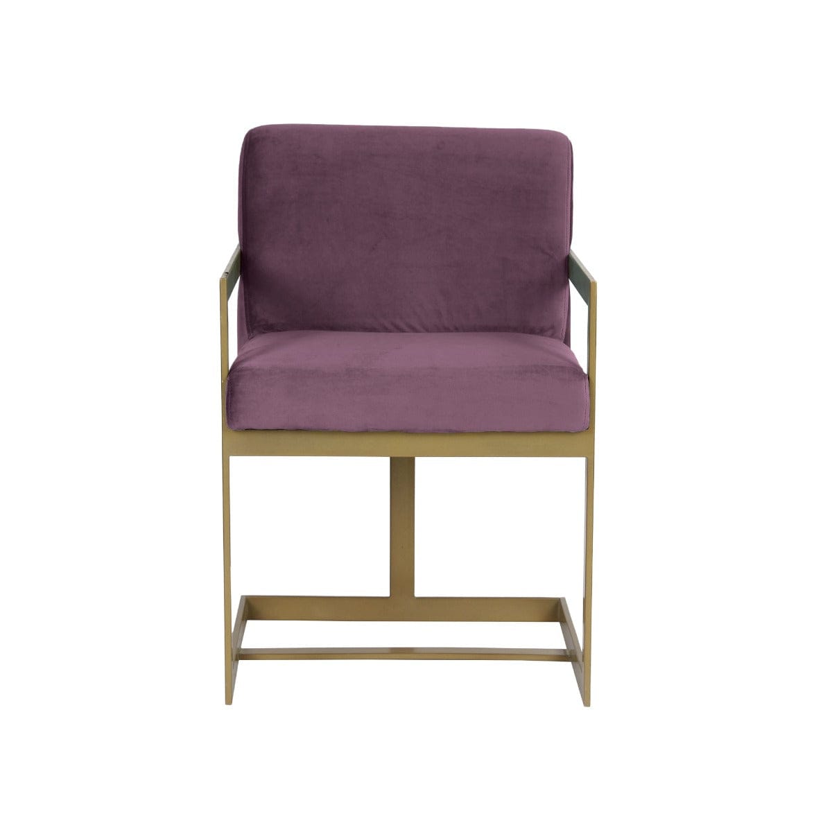 Verve Purple Velvet Fabric Dining Metal Chair In Gold Finish