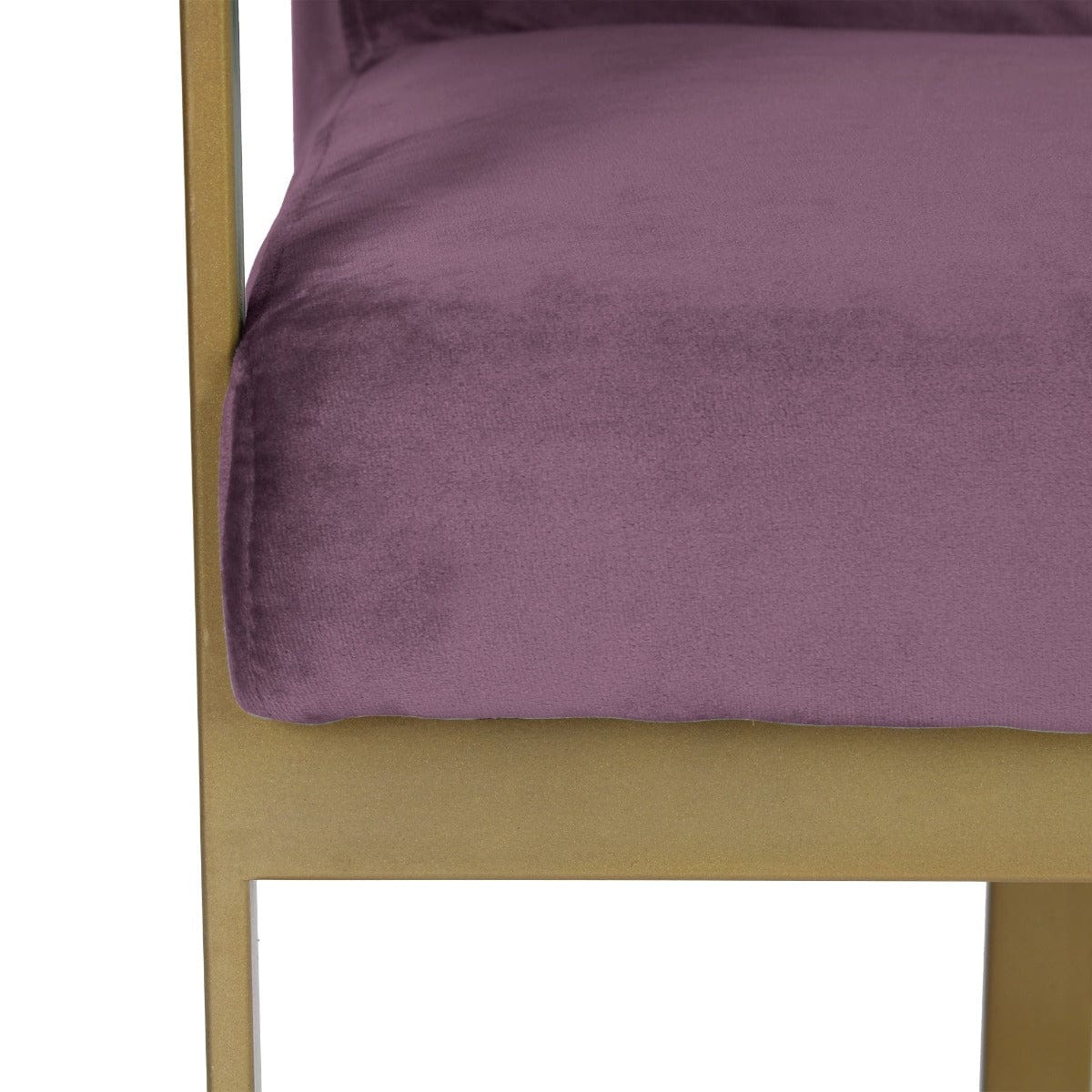 Verve Purple Velvet Fabric Dining Metal Chair In Gold Finish