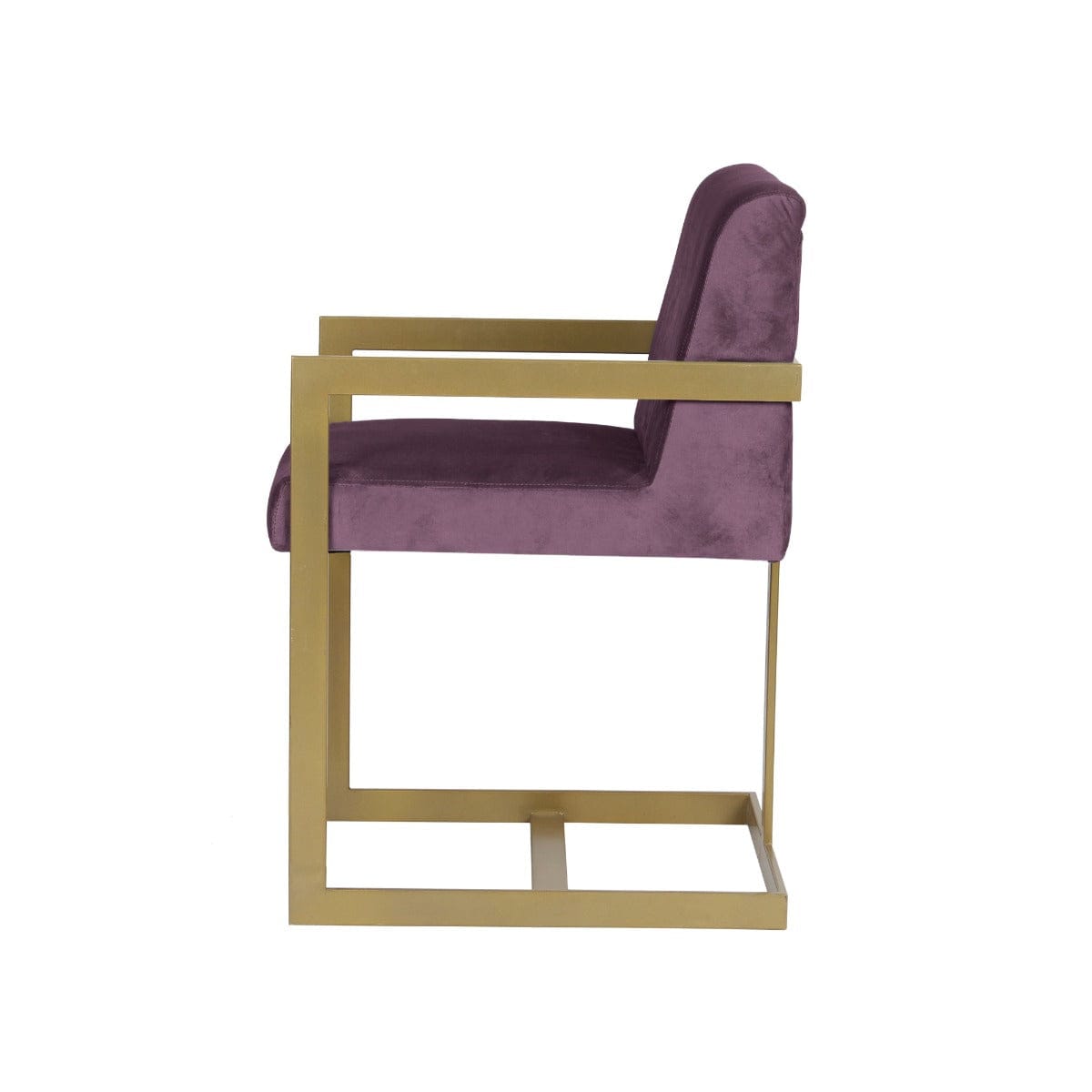 Verve Purple Velvet Fabric Dining Metal Chair In Gold Finish