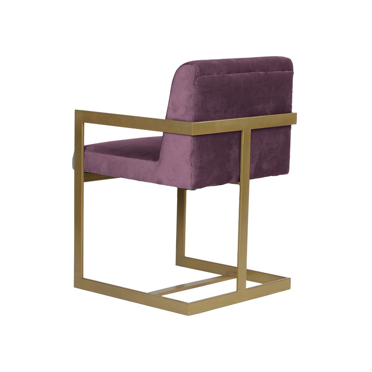 Verve Purple Velvet Fabric Dining Metal Chair In Gold Finish