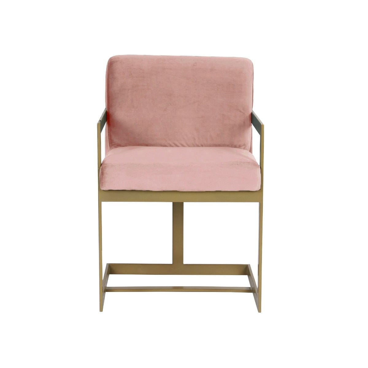 Verve Pink Velvet Fabric Dining Metal Chair In Gold Finish