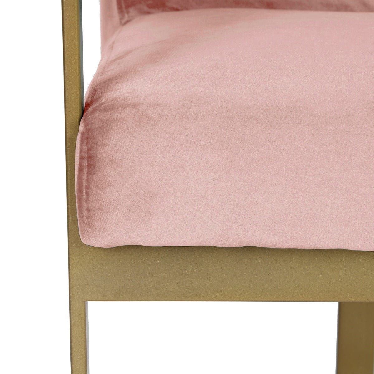 Verve Pink Velvet Fabric Dining Metal Chair In Gold Finish