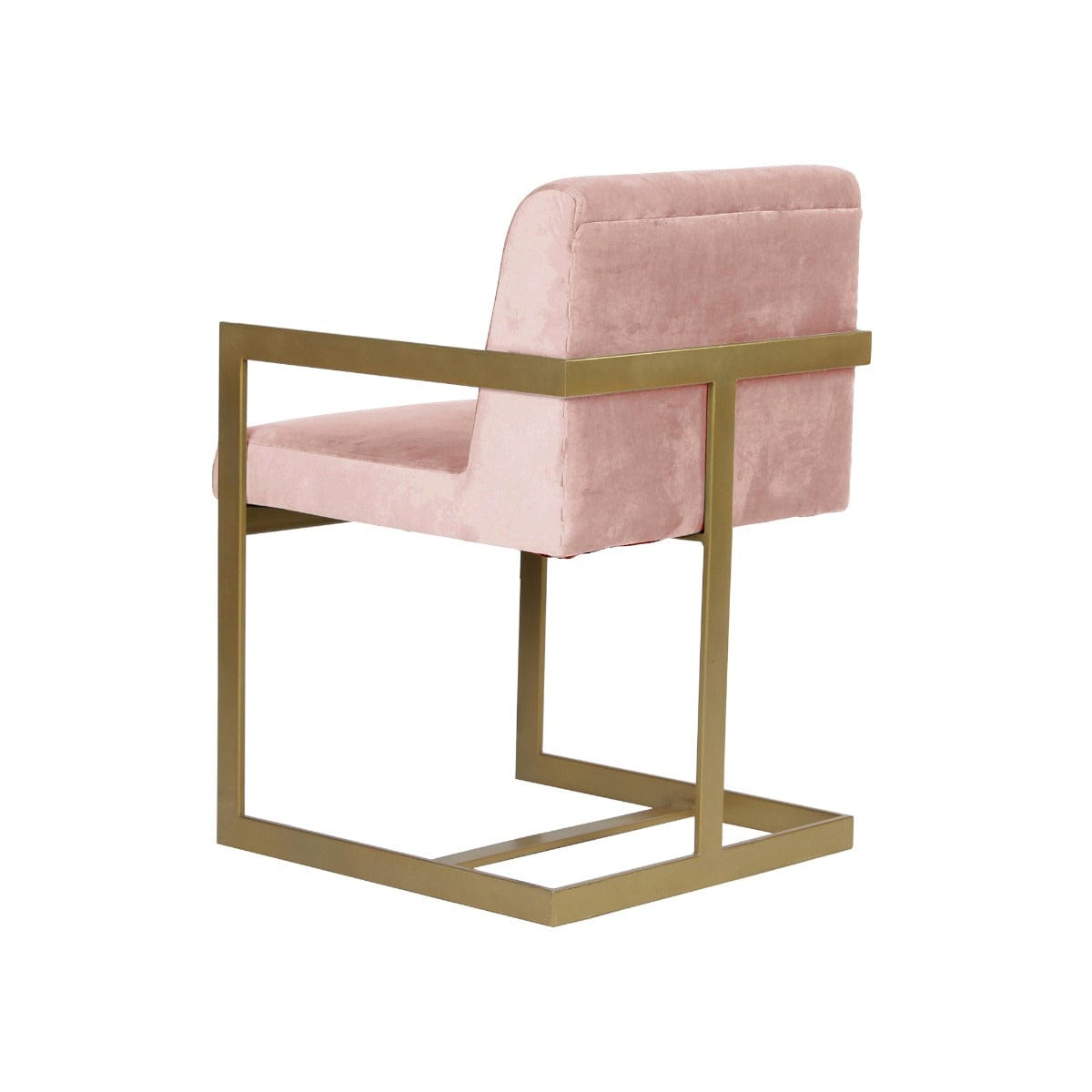 Verve Pink Velvet Fabric Dining Metal Chair In Gold Finish