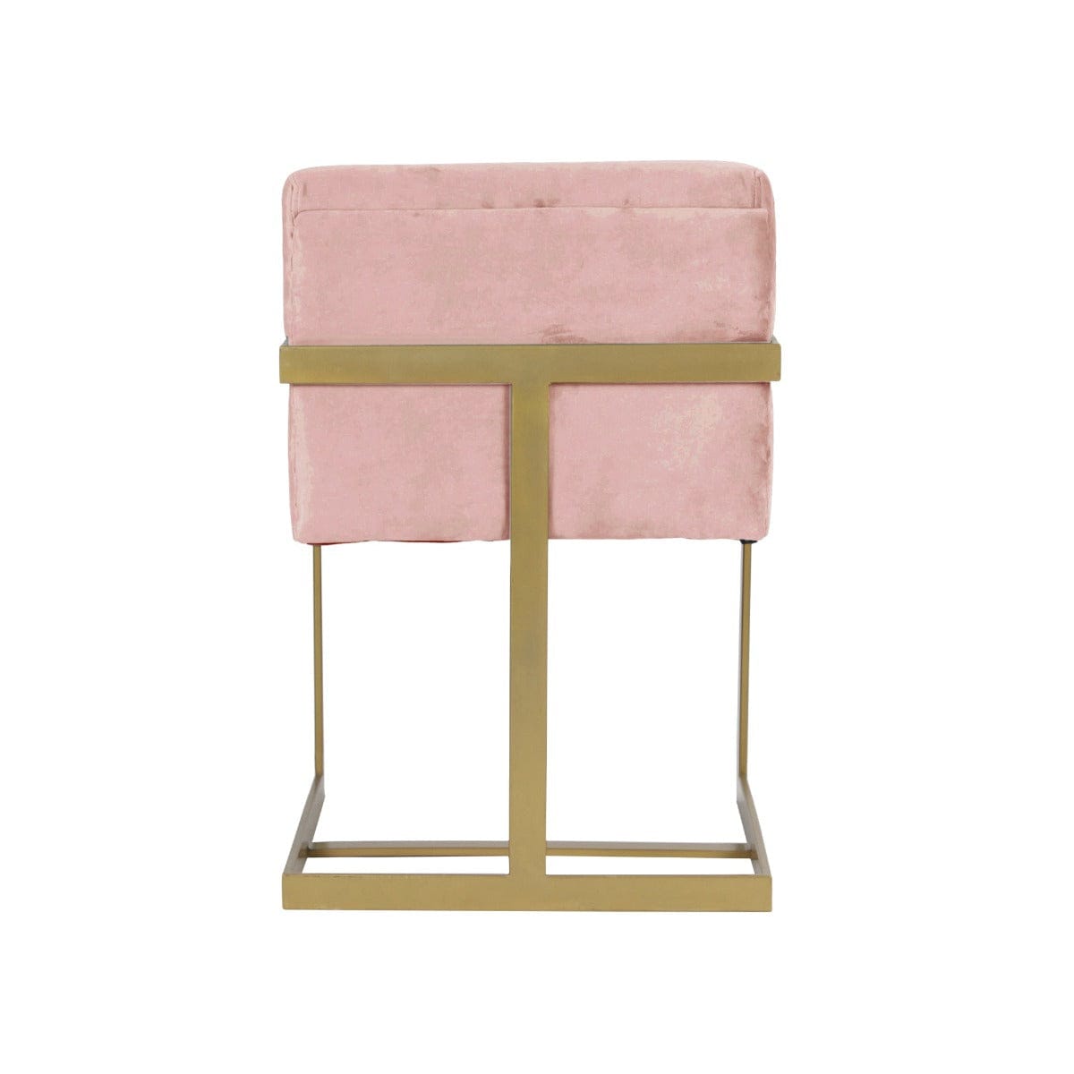 Verve Pink Velvet Fabric Dining Metal Chair In Gold Finish